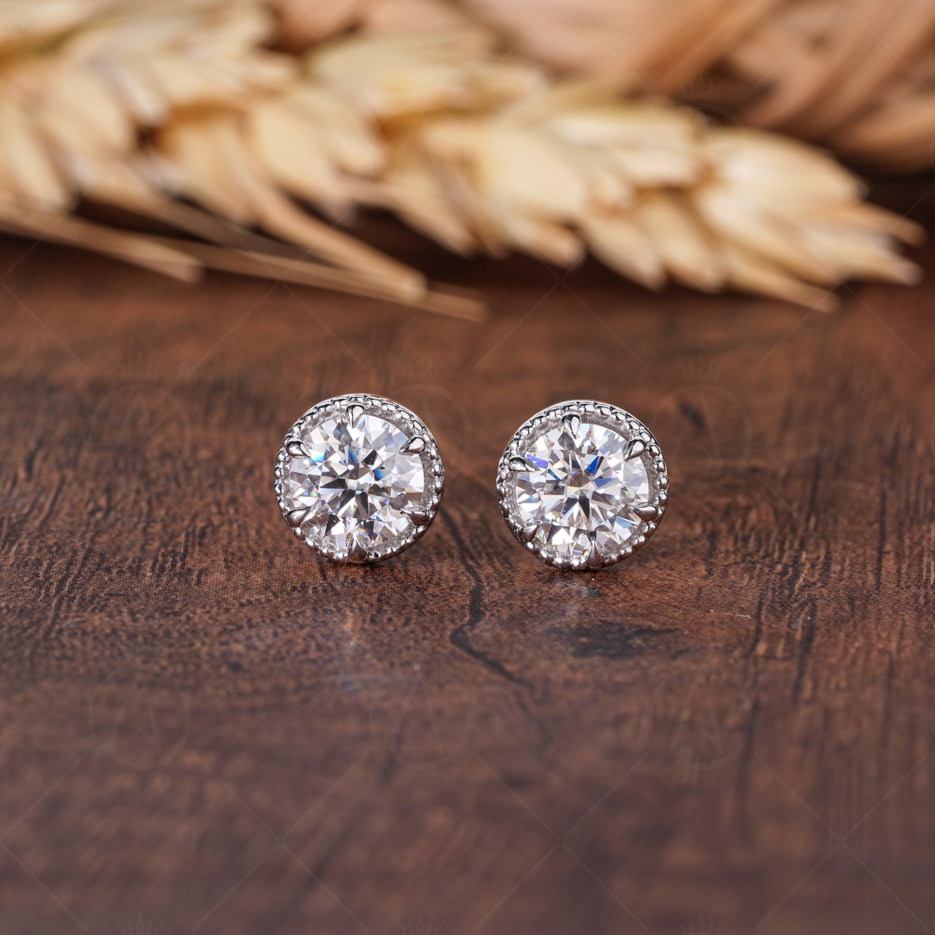 Art Deco Round Cut Solitaire Earrings For Women