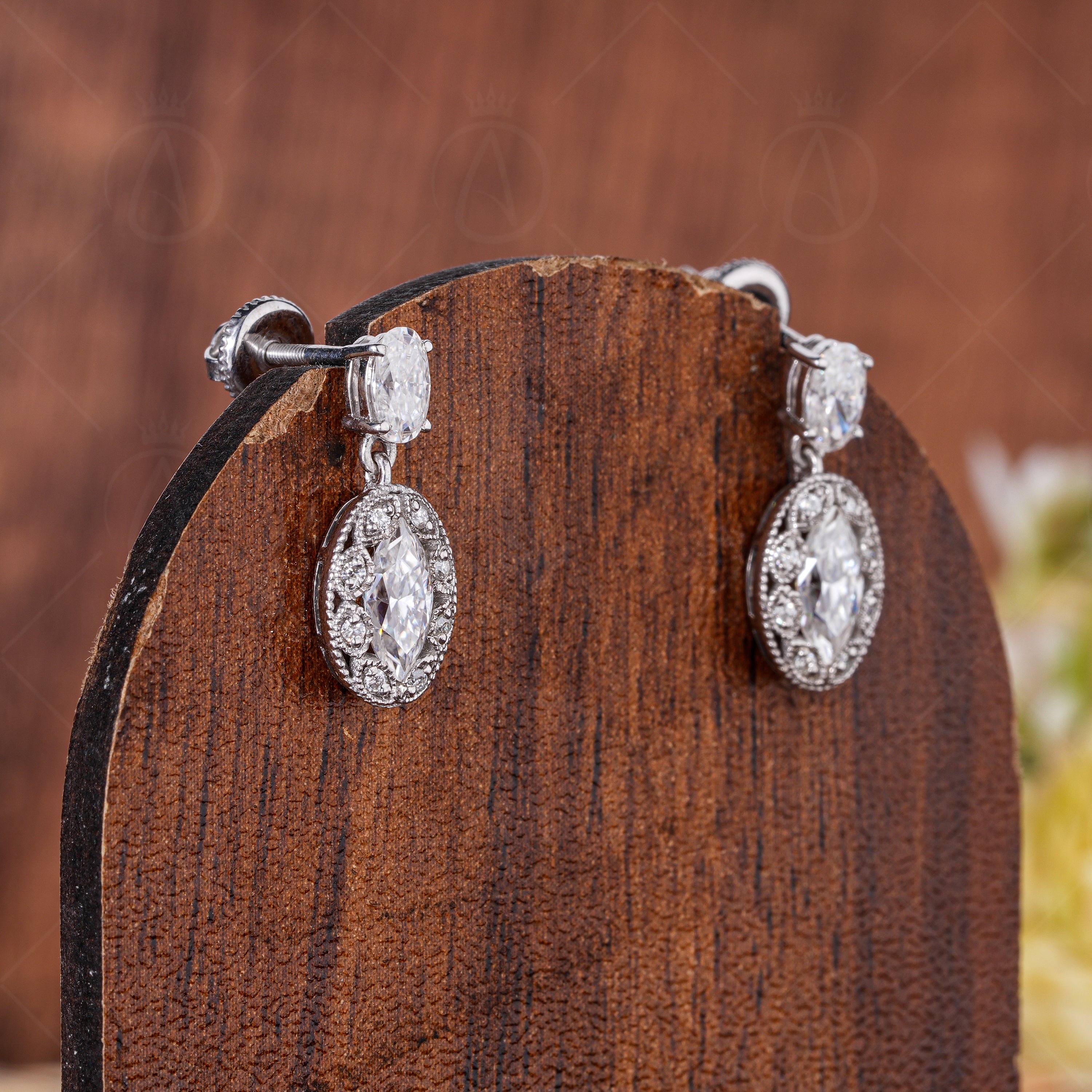 Unique Drop Stud Earrings For Women, Art Deco Vintage Statement Earrings, Moissanite Marquise Studs, Bridesmaid Gifts