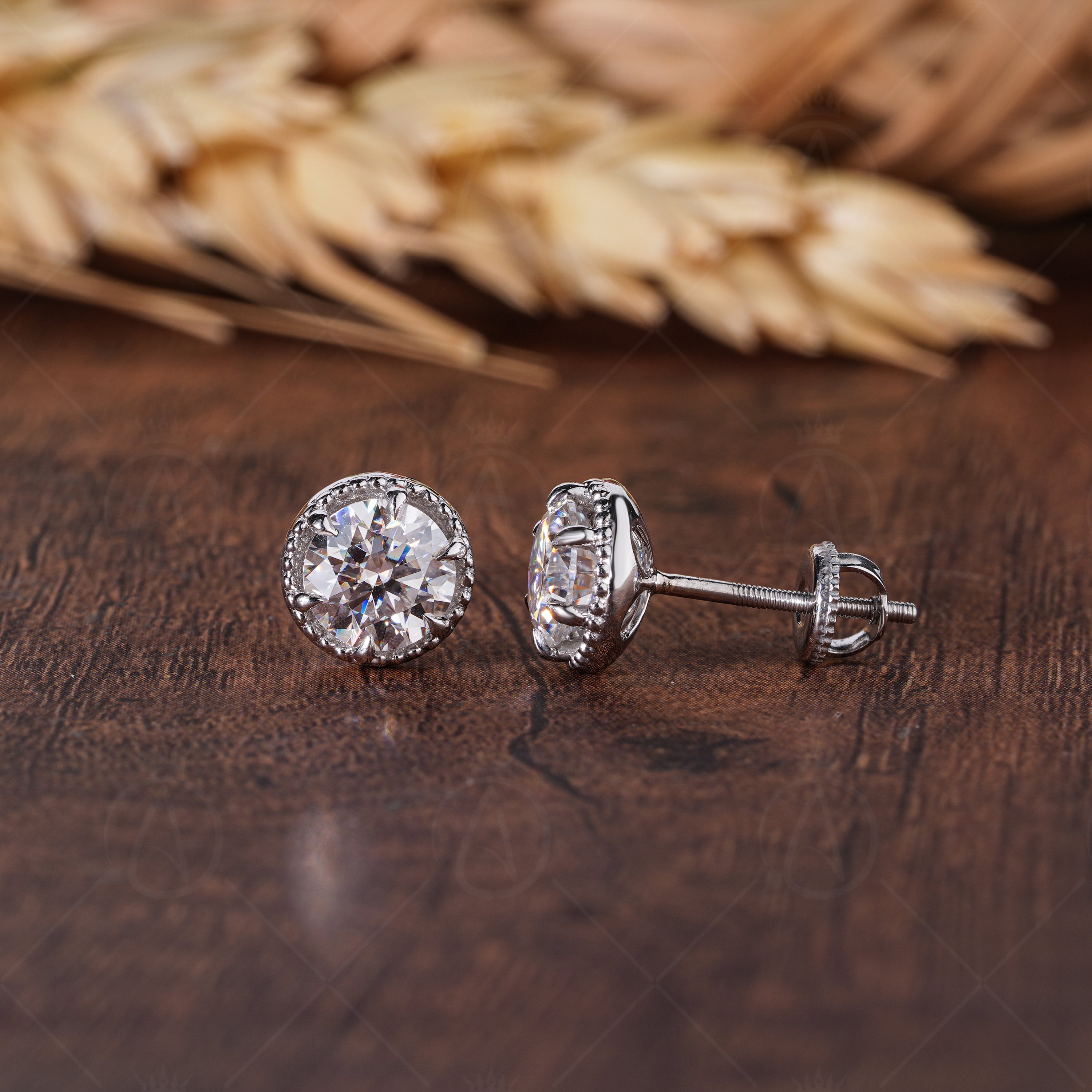 Art Deco Round Cut Solitaire Earrings For Women