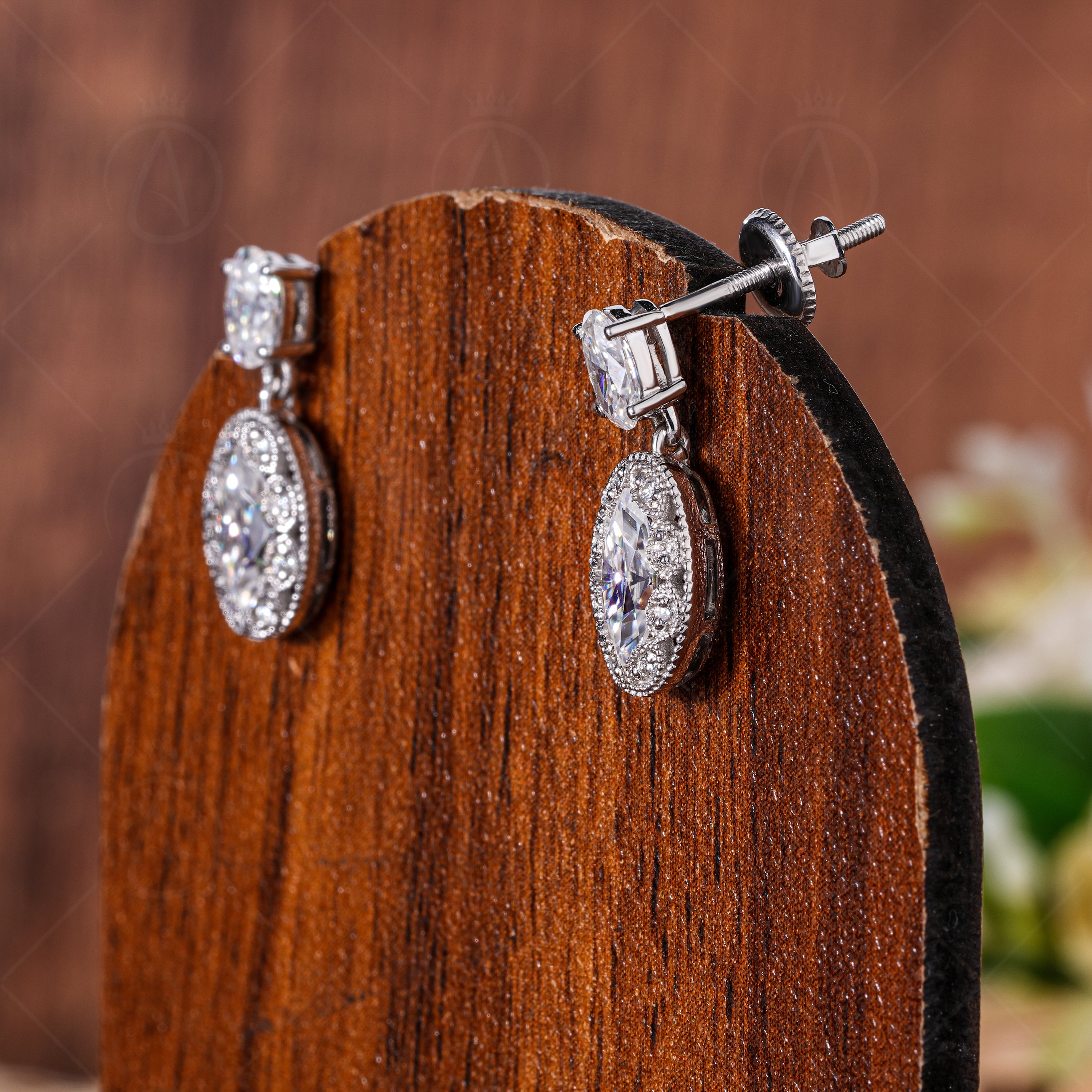 Unique Drop Stud Earrings For Women, Art Deco Vintage Statement Earrings, Moissanite Marquise Studs, Bridesmaid Gifts