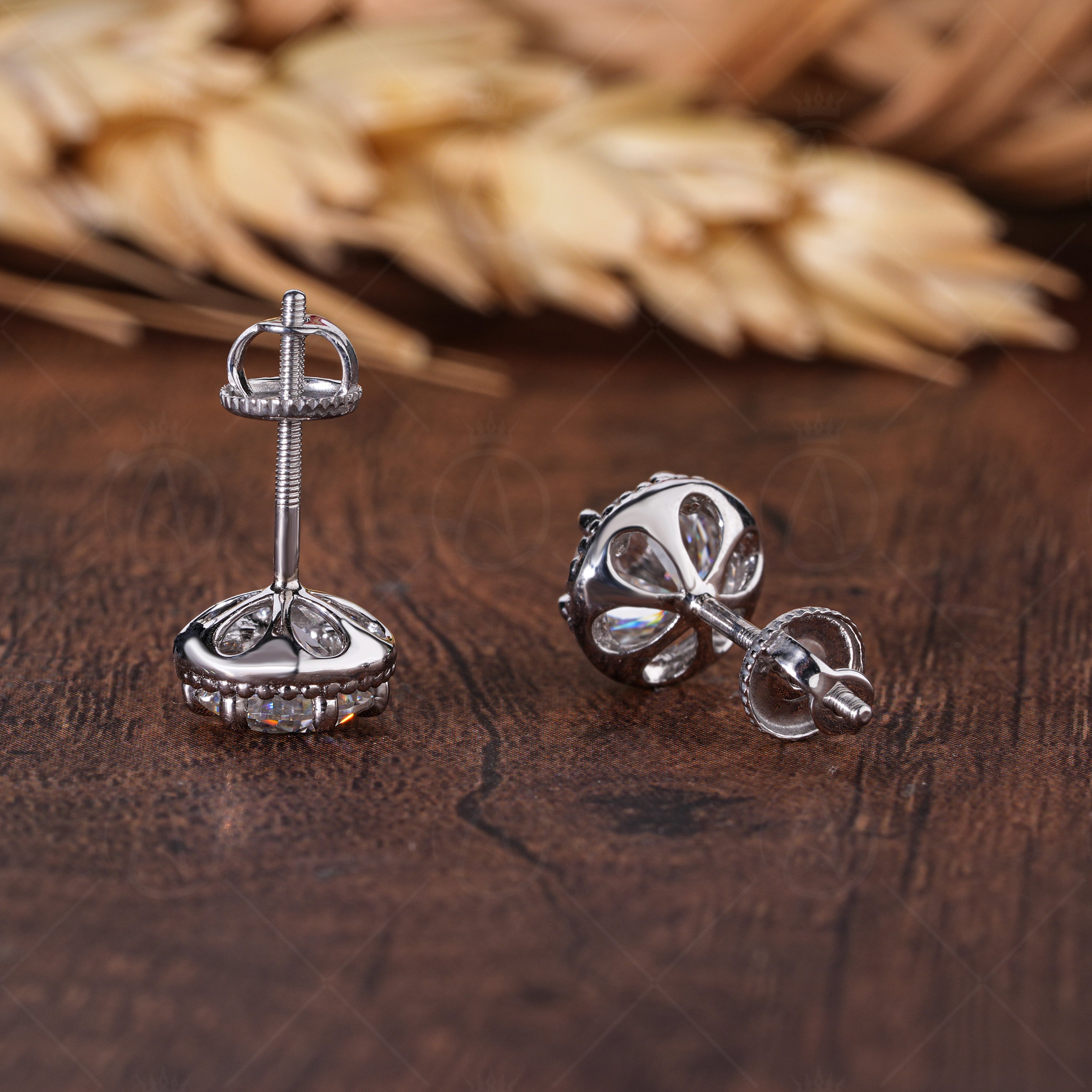 Art Deco Round Cut Solitaire Earrings For Women