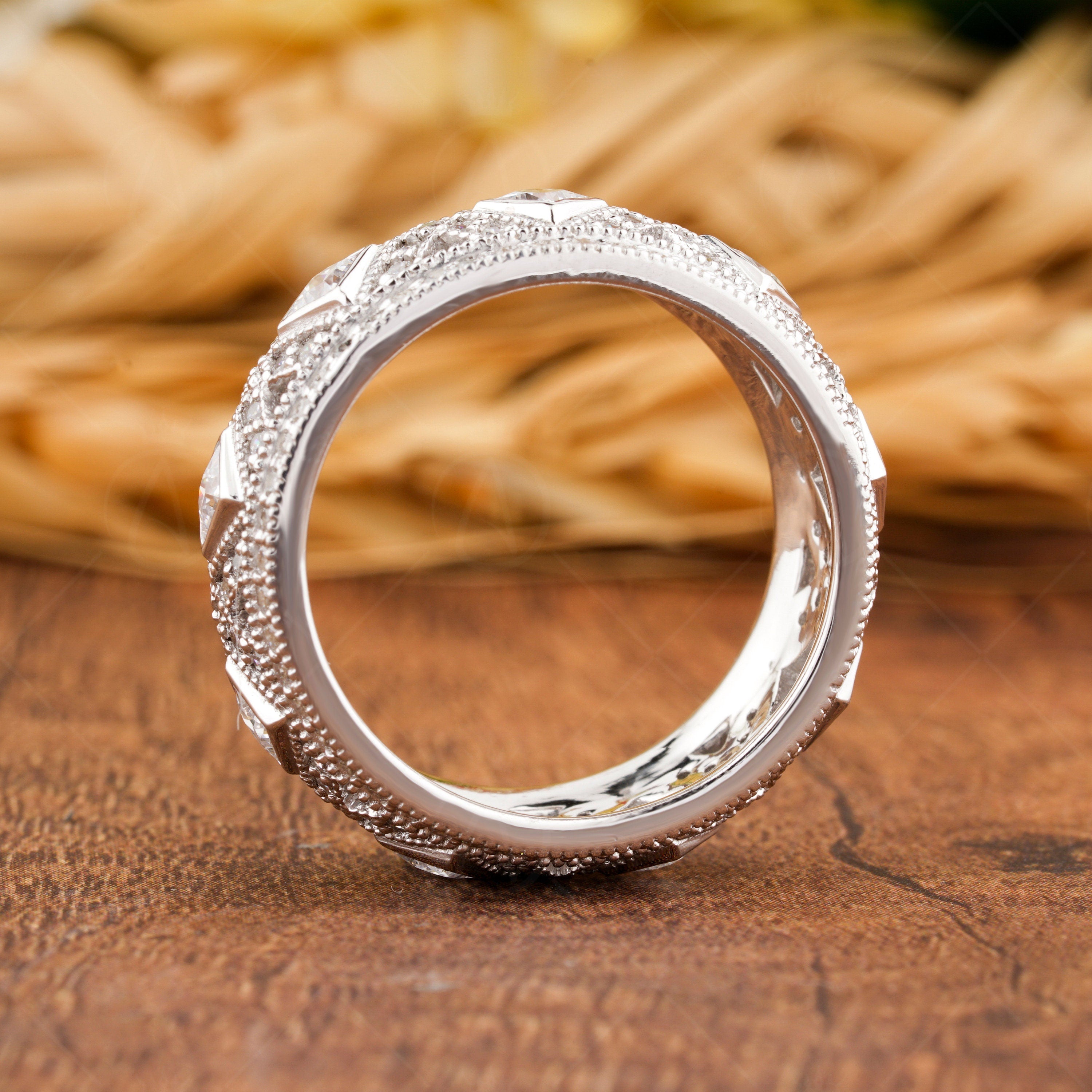 Art Deco Vintage Full Eternity Wedding Band