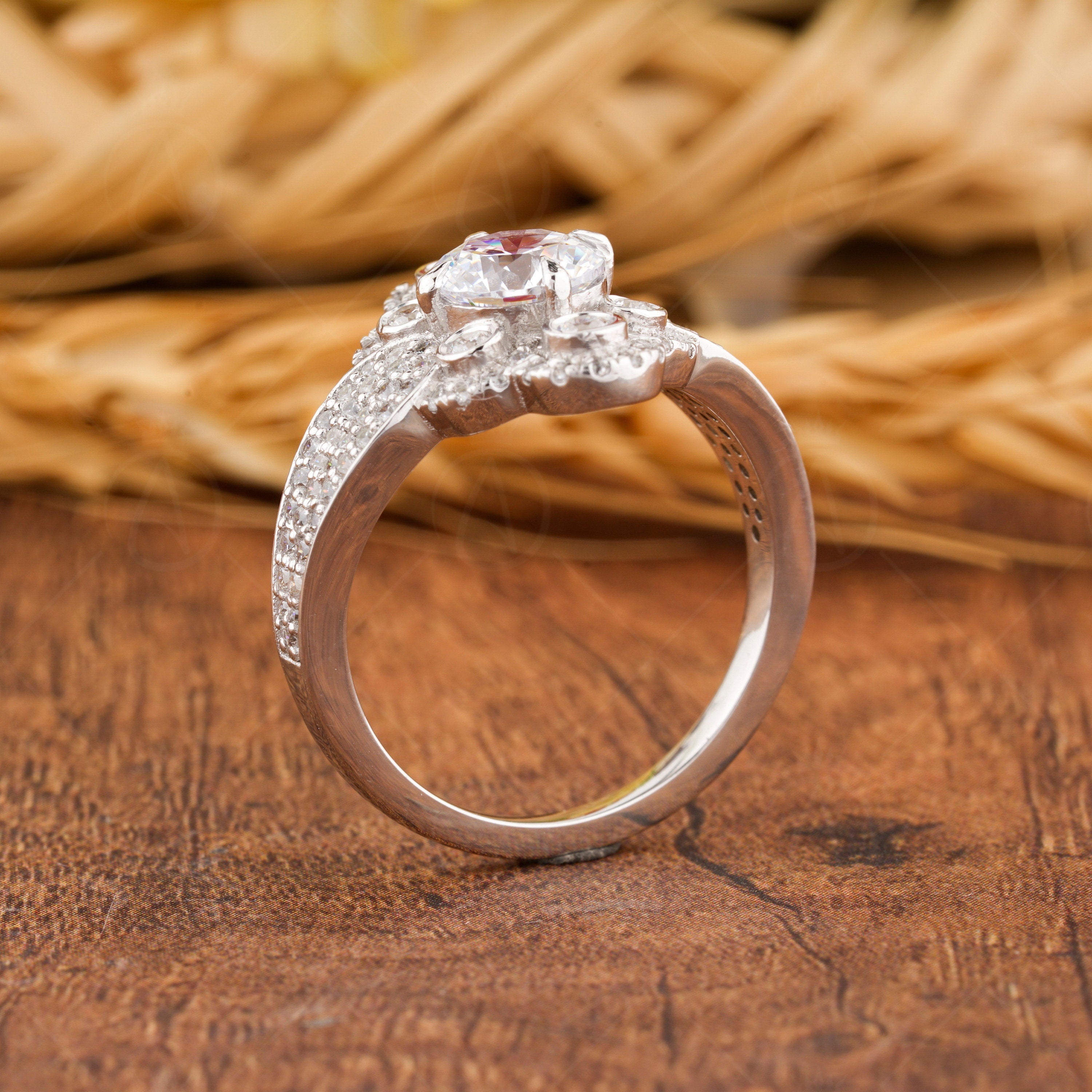 Edwardian Moissanite Ring, Art Deco Vintage Inspired Ring, Antique 1920s Style Engagement Ring, Statement Rings For Women, Promise Ring