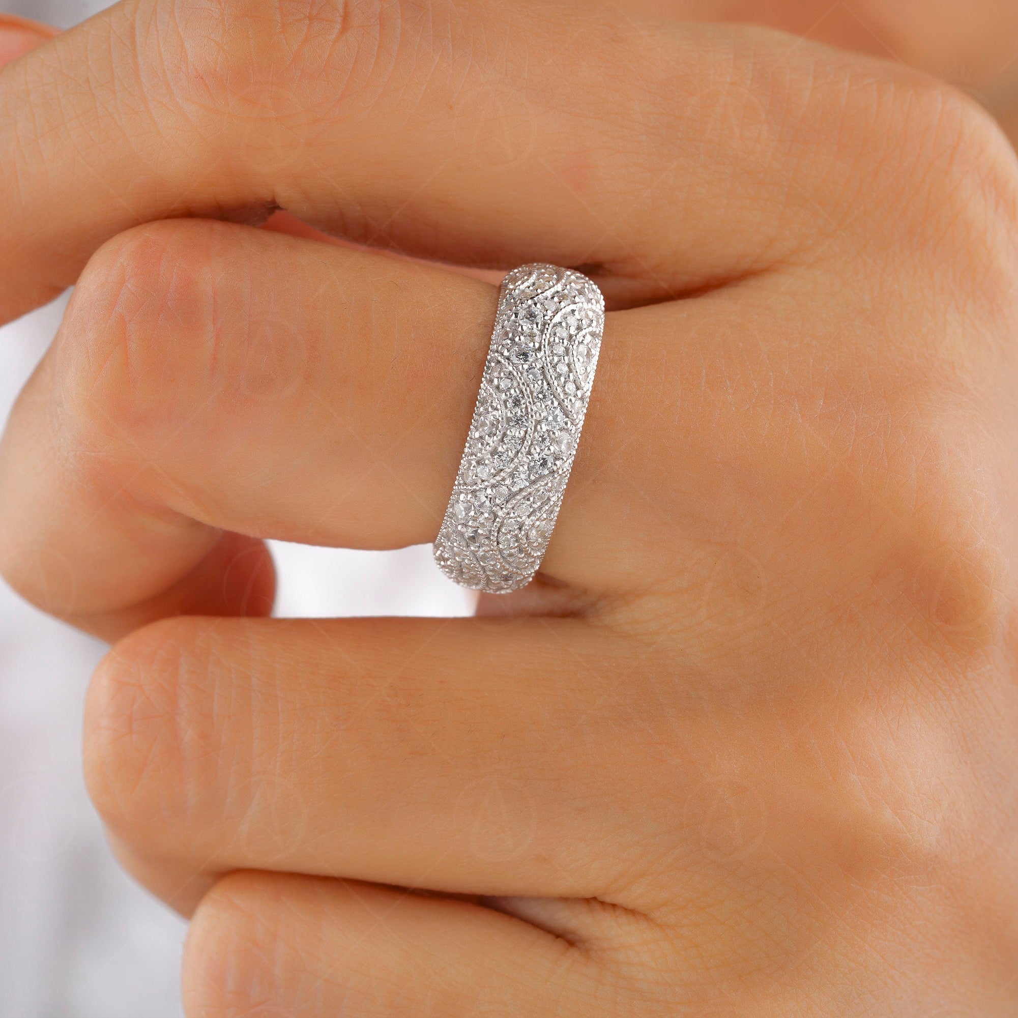 Antique Art Deco Estate Full Eternity Wedding Band