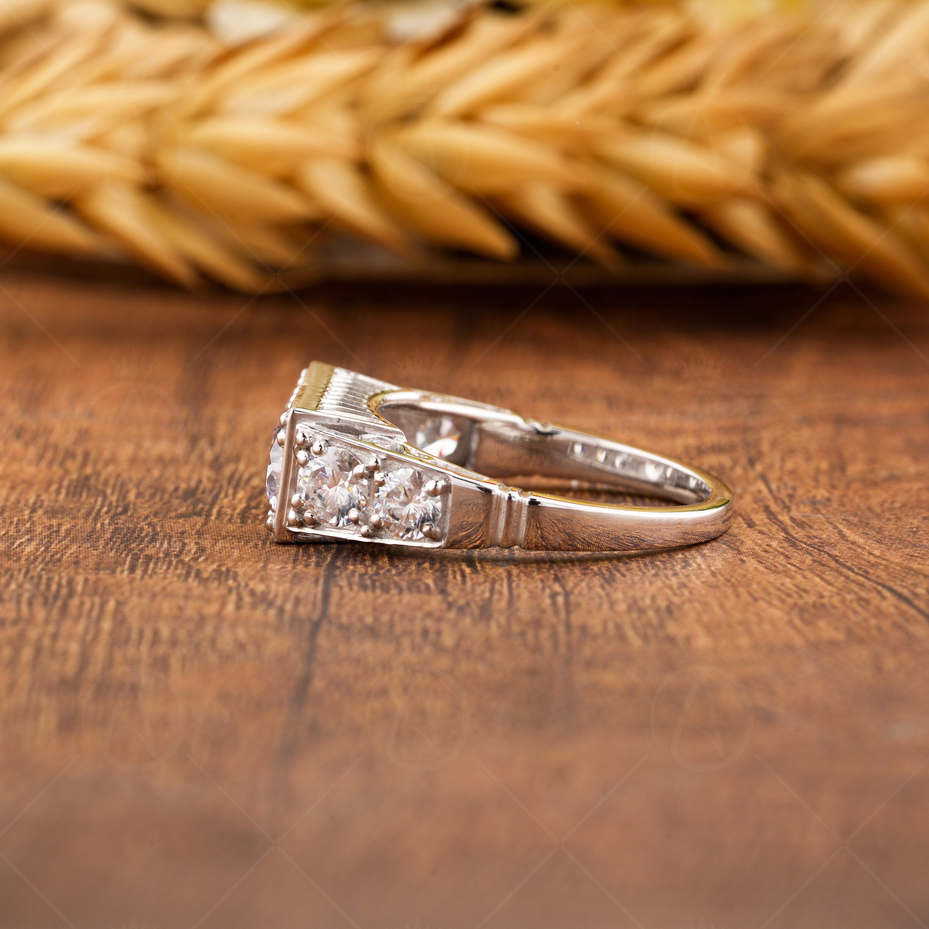 Two Stone Vintage Engagement Ring, 1920s Edwardian Style Moissanite Ring, Double Round Stone Ring, Unique Gold Promise Rings For Women,