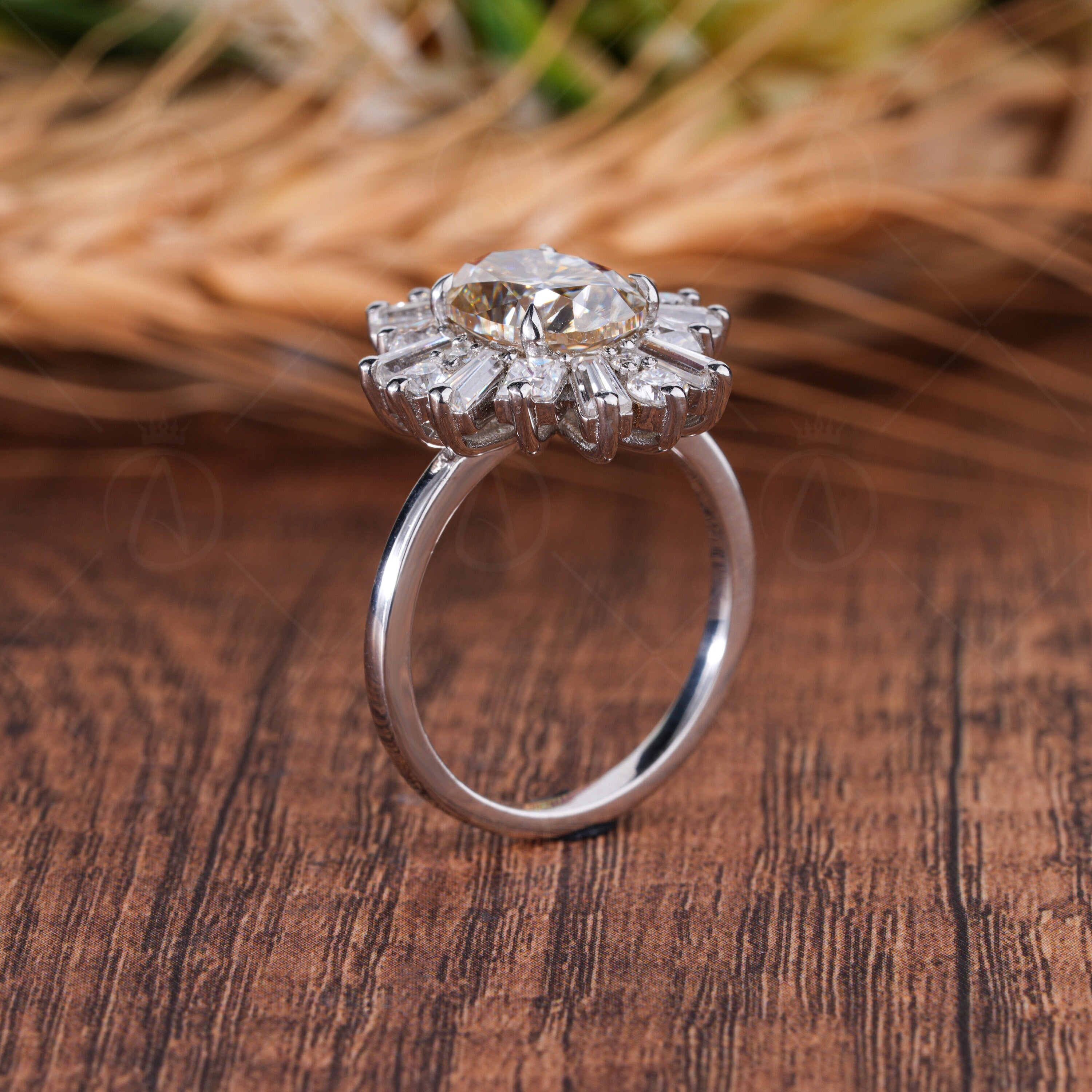 Canary Yellow Oval Starburst Engagement Ring