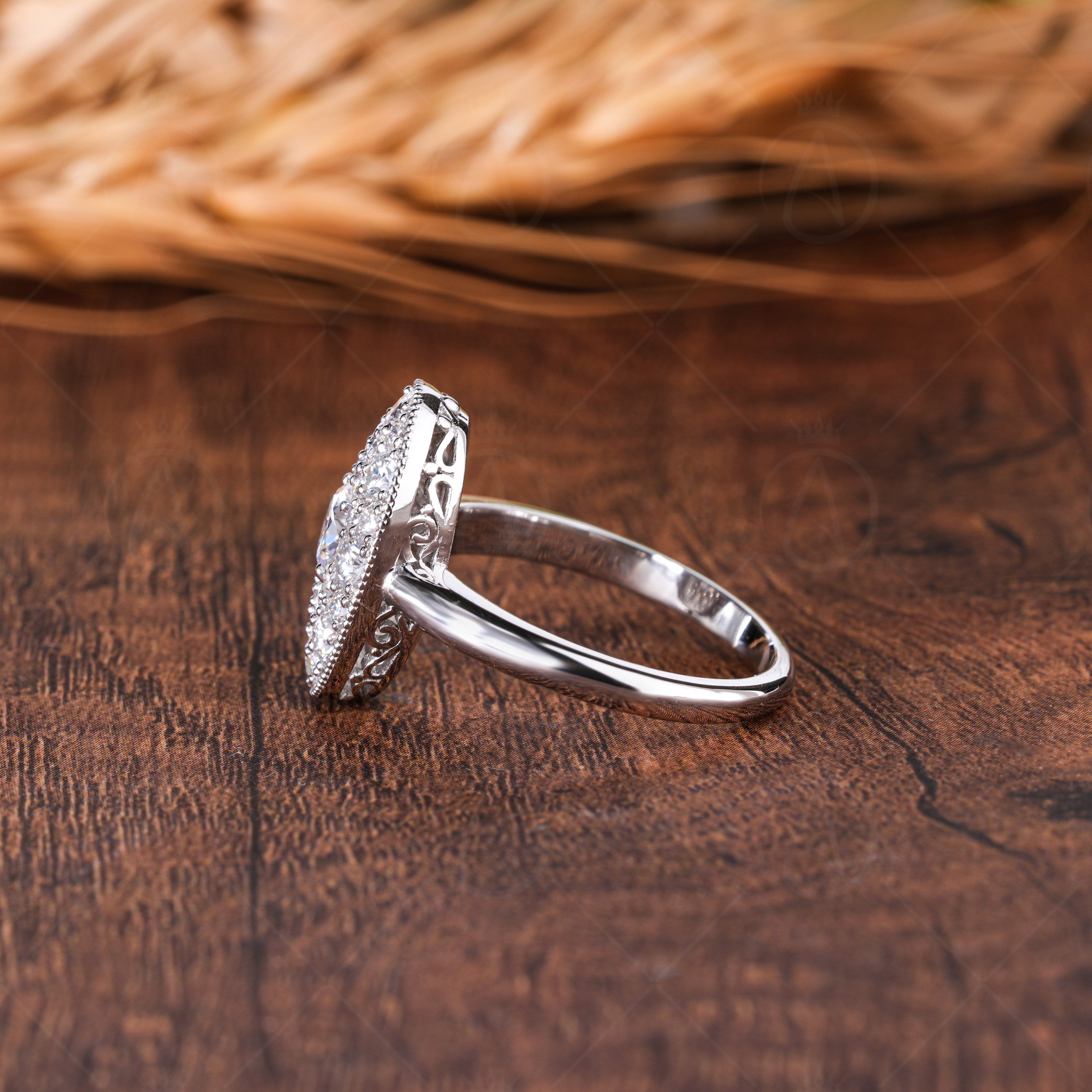 Oval Shaped Moissanite Diamond Cluster Engagement Ring Micro Pave Statement Ring Multi Stones Celebrity Inspired Ring For Women