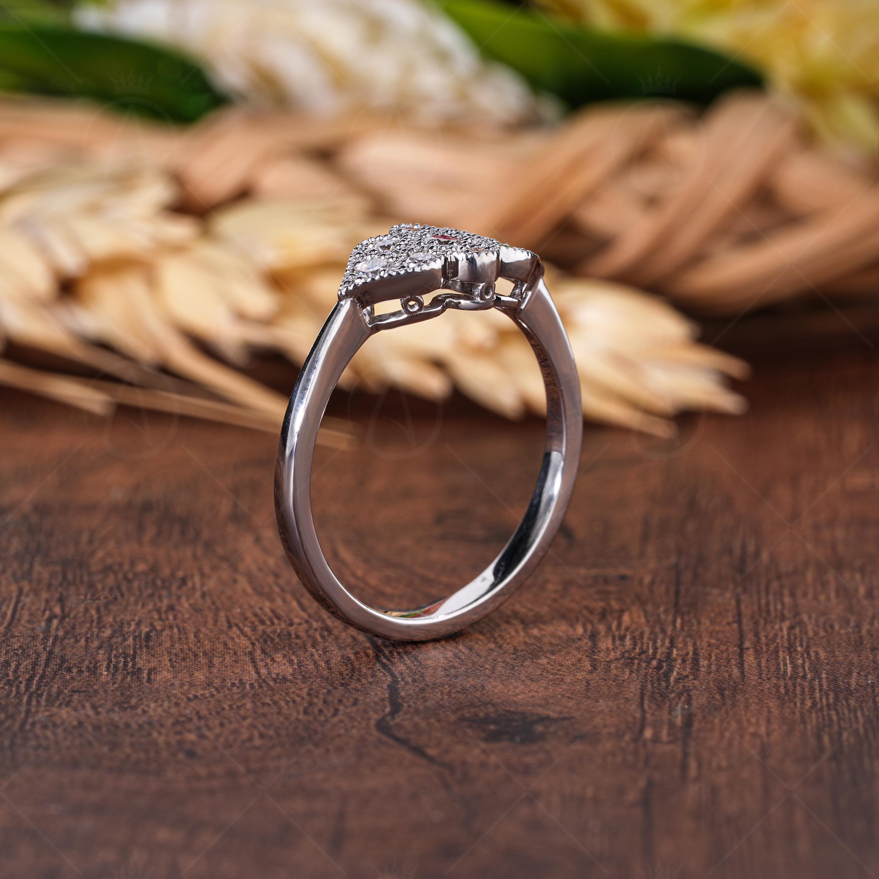 Art Deco Engagement Ring For Women, Vintage Milgrain Moissanite Ring, Unique Wedding Ring, Estate Jewelry Style Ring