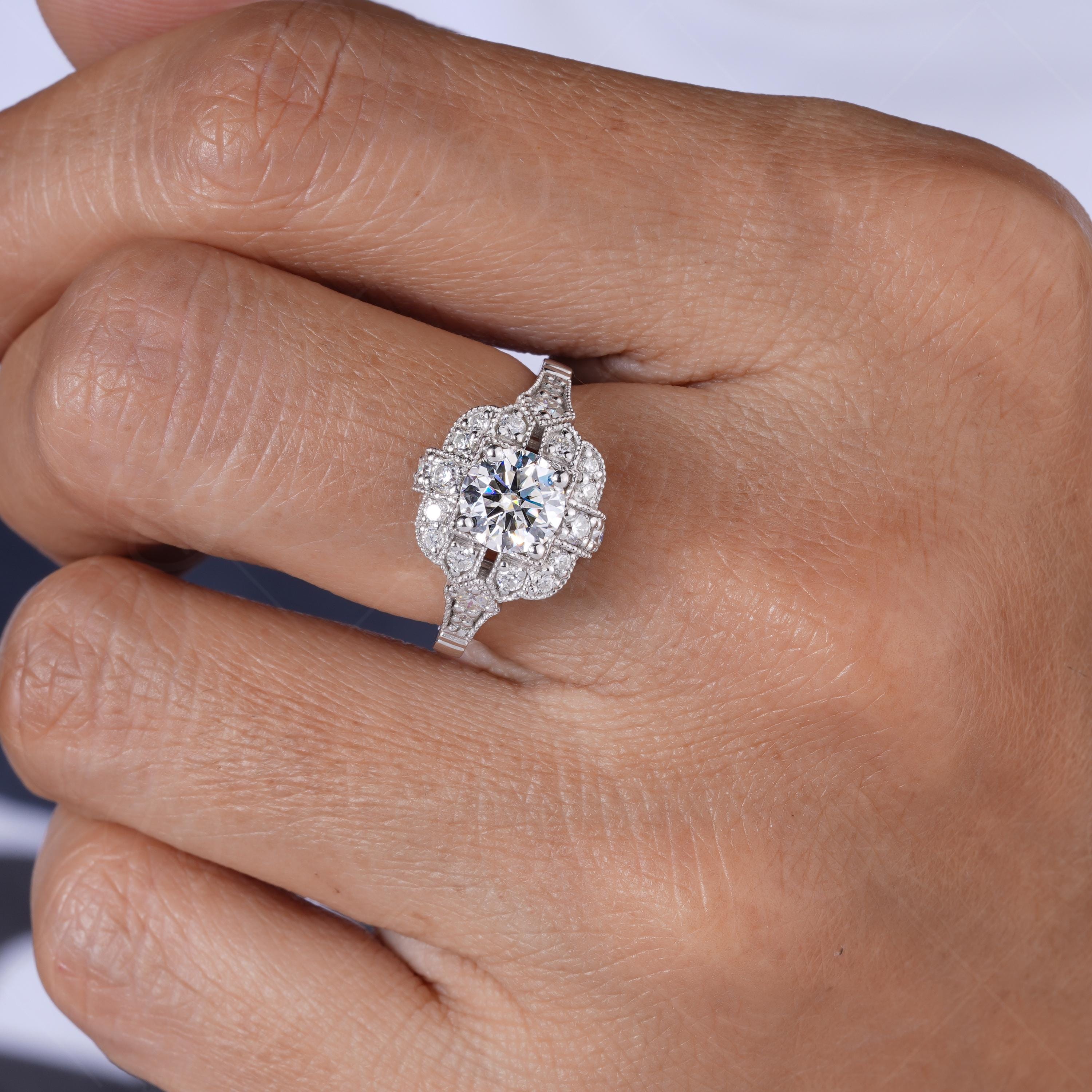 Vintage Statement Rings For Women, Vintage Art Deco Ring, Antique Milgrain Engagement Ring, Edwardian Style Ring, Jewelry For Women