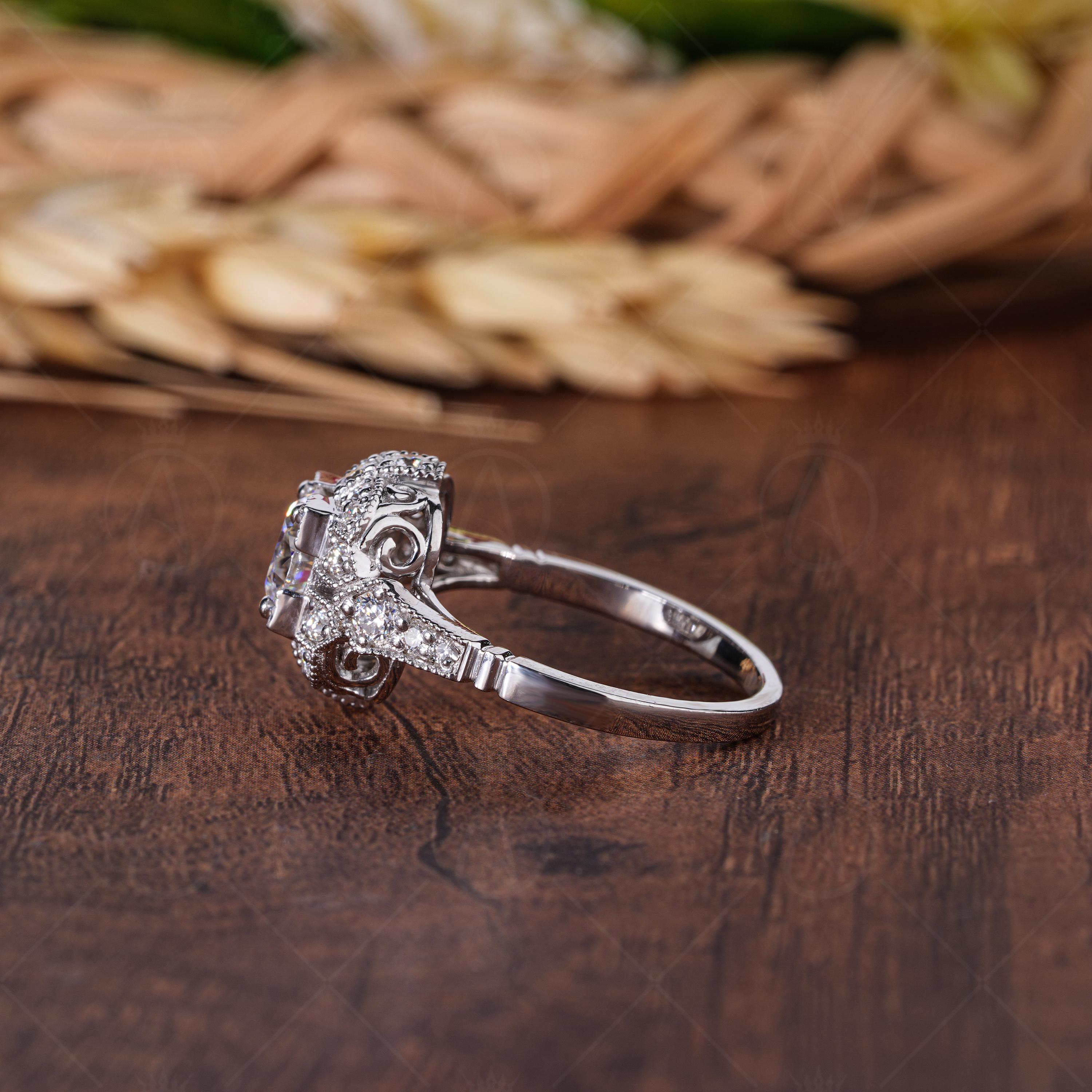 Vintage Statement Rings For Women, Vintage Art Deco Ring, Antique Milgrain Engagement Ring, Edwardian Style Ring, Jewelry For Women