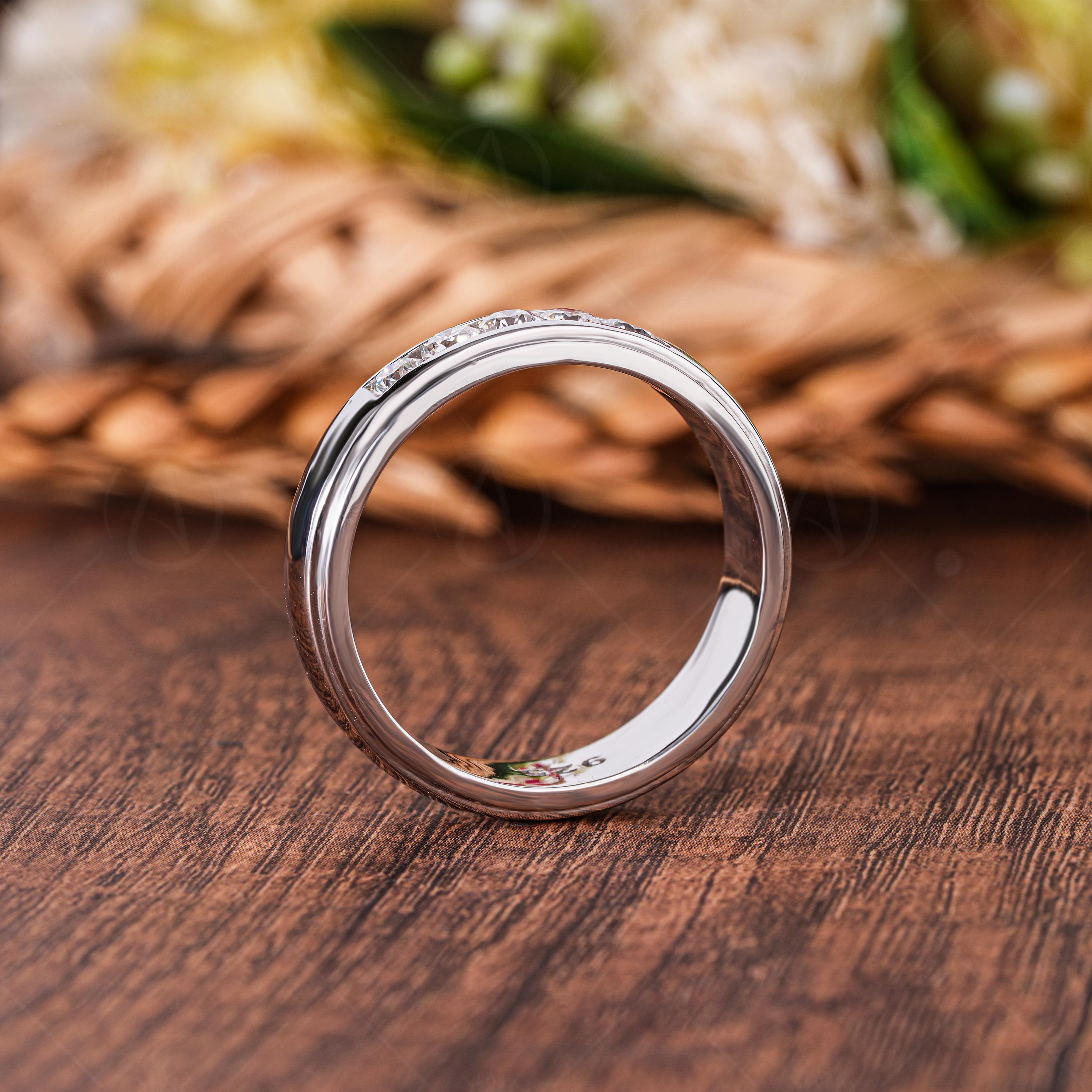 6.50mm Wide Lab Grown Diamond Men's Wedding Anniversary Band Classic Promise Ring For Him