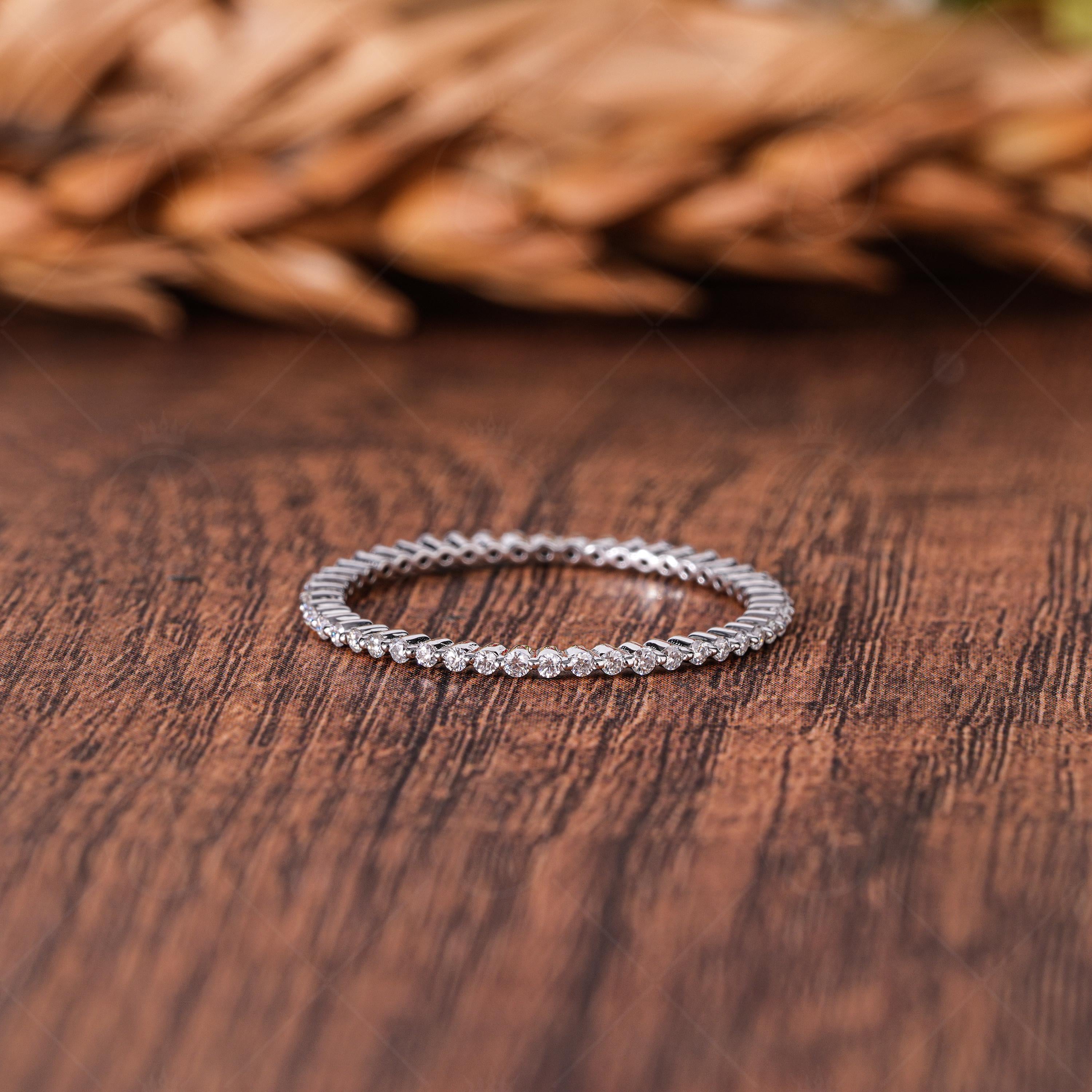 Lab Grown Diamond Wedding Band, 14k Gold Full Eternity Stacking Ring