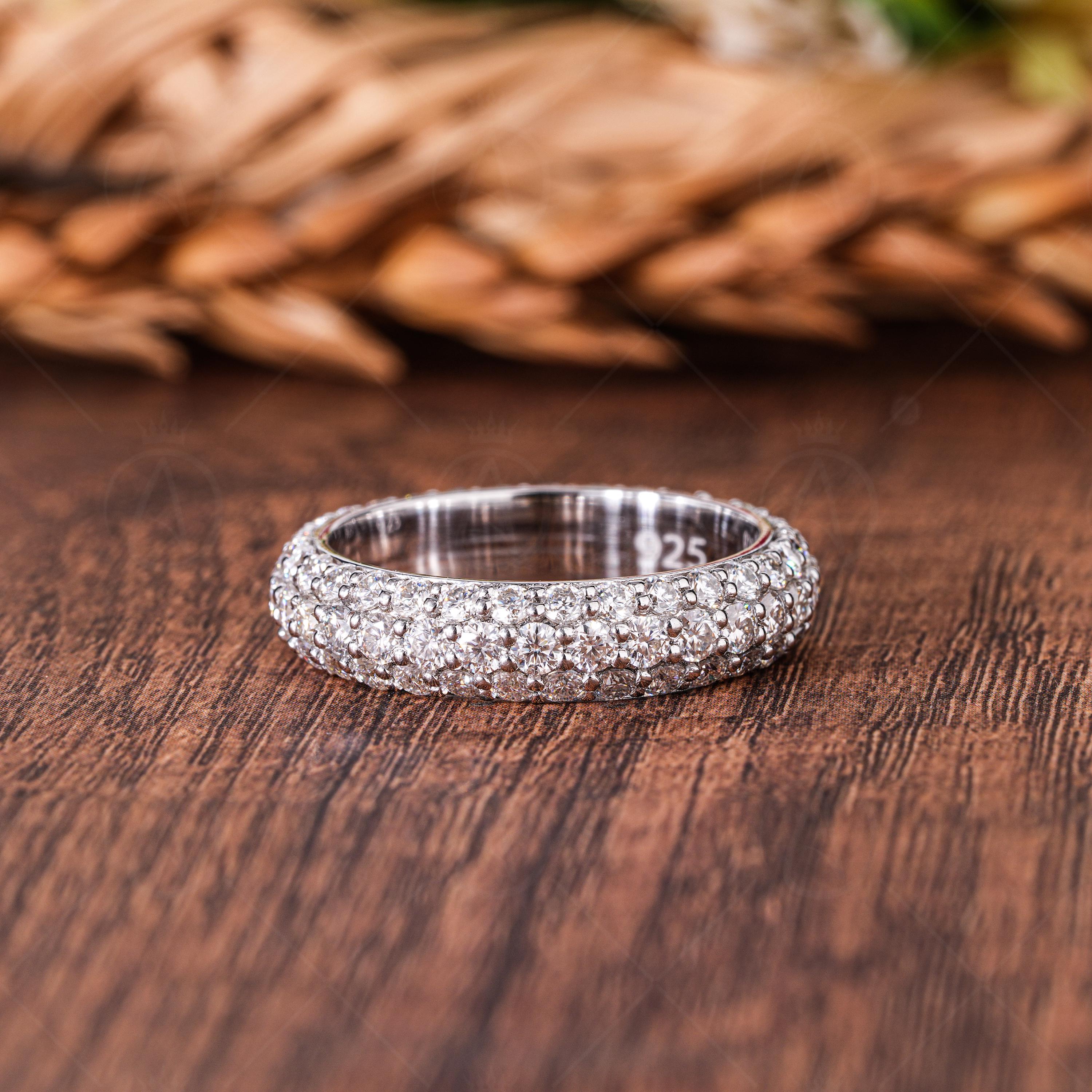Lab Grown Diamond Eternity Band, 14k White Gold Anniversary Ring
