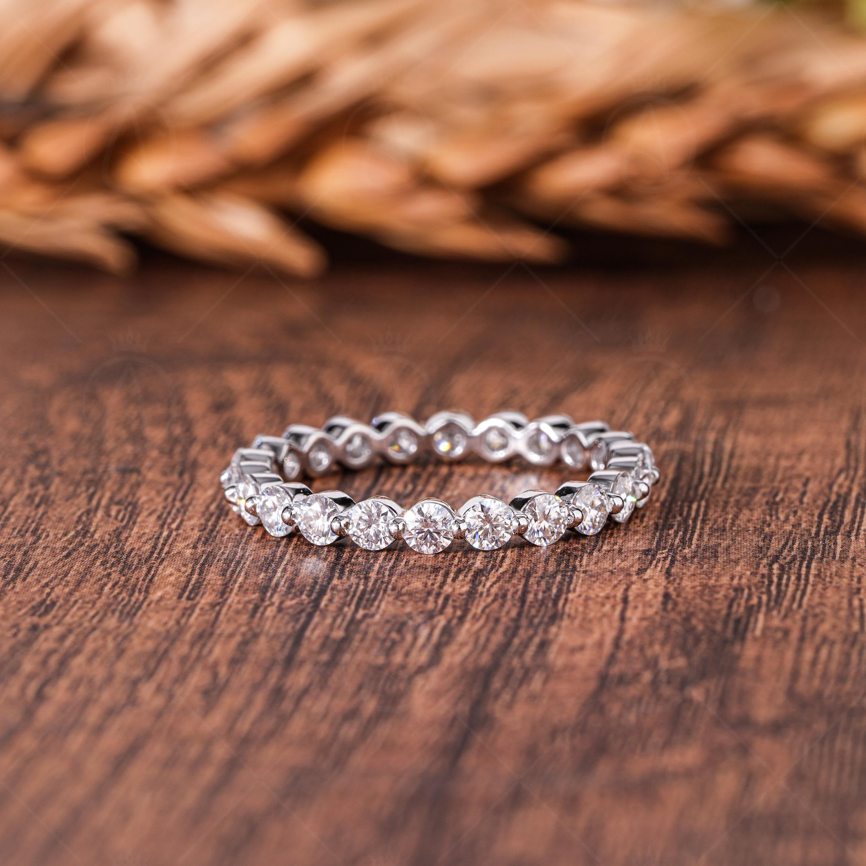 Lab Grown Diamond Wedding Band, 14k Gold Full Eternity Stackable Ring