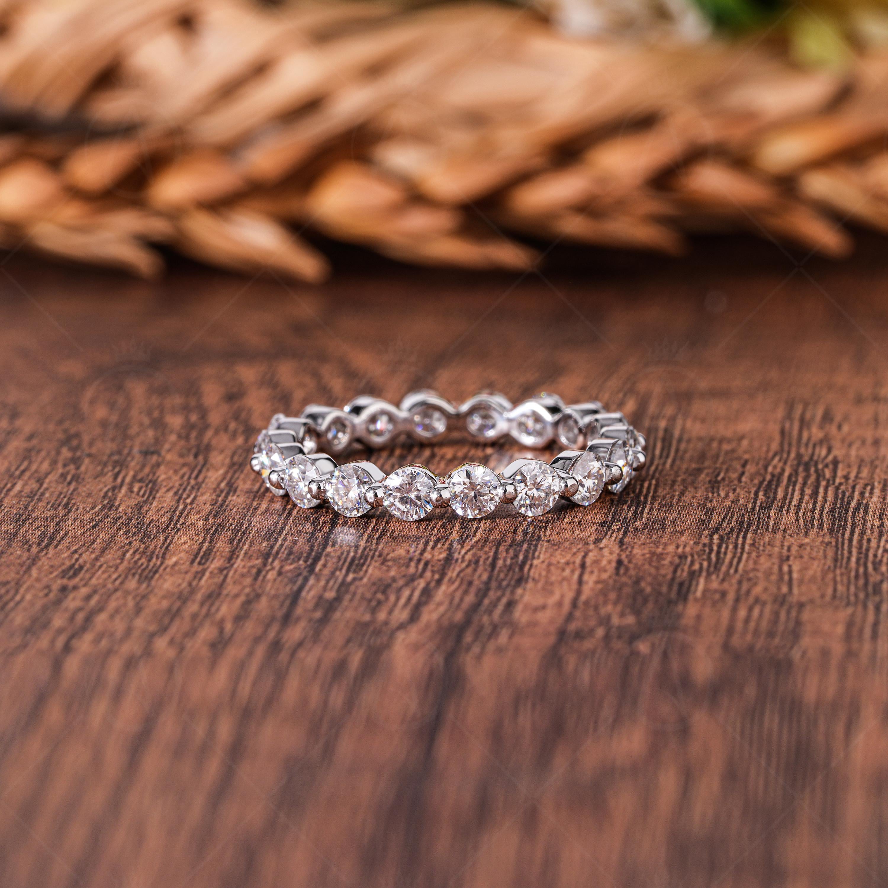 3mm Lab Grown Diamond Wedding Band, Full Eternity Stacking Ring