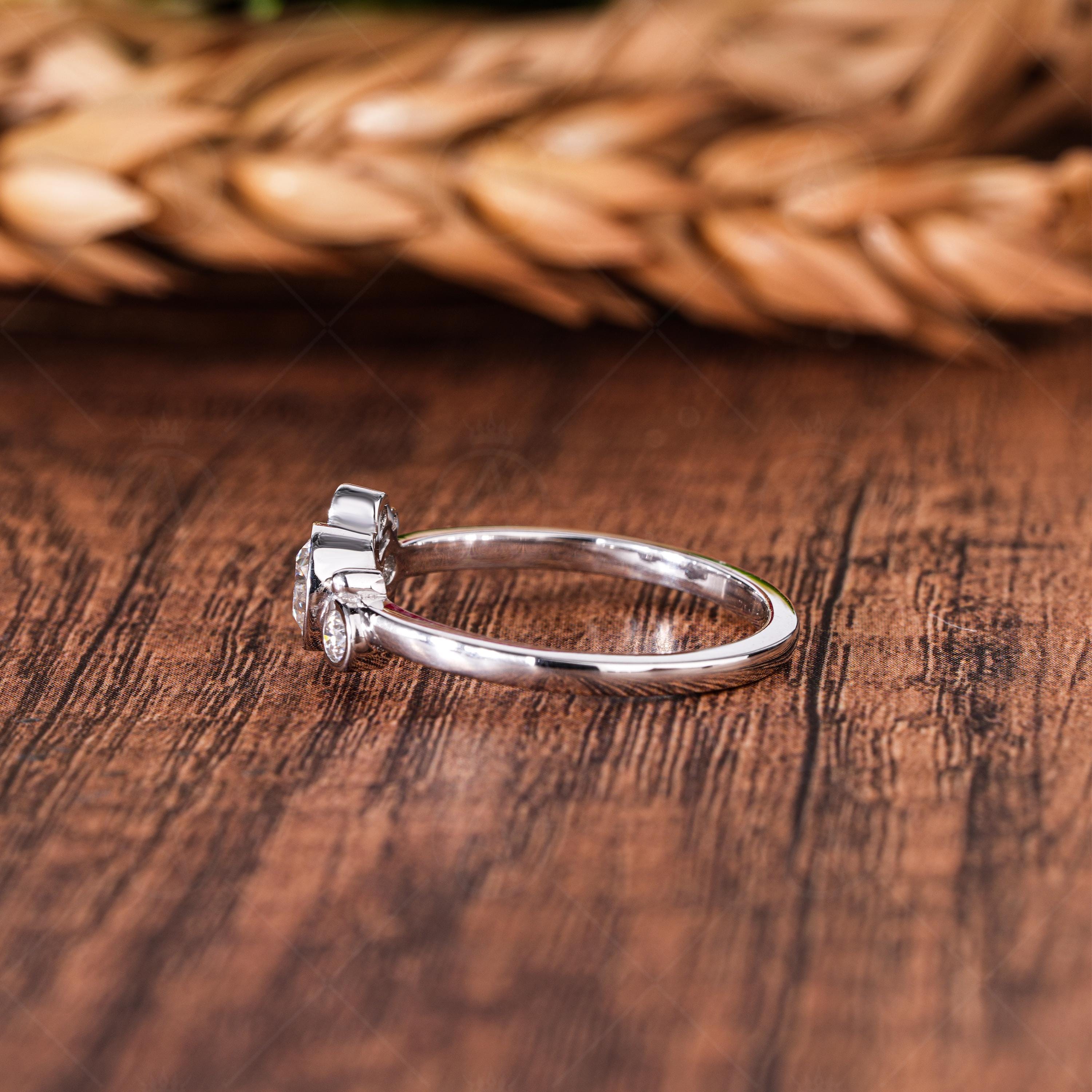 Bezel Set Lab Grown Diamond Ring, Bubble Cluster Design