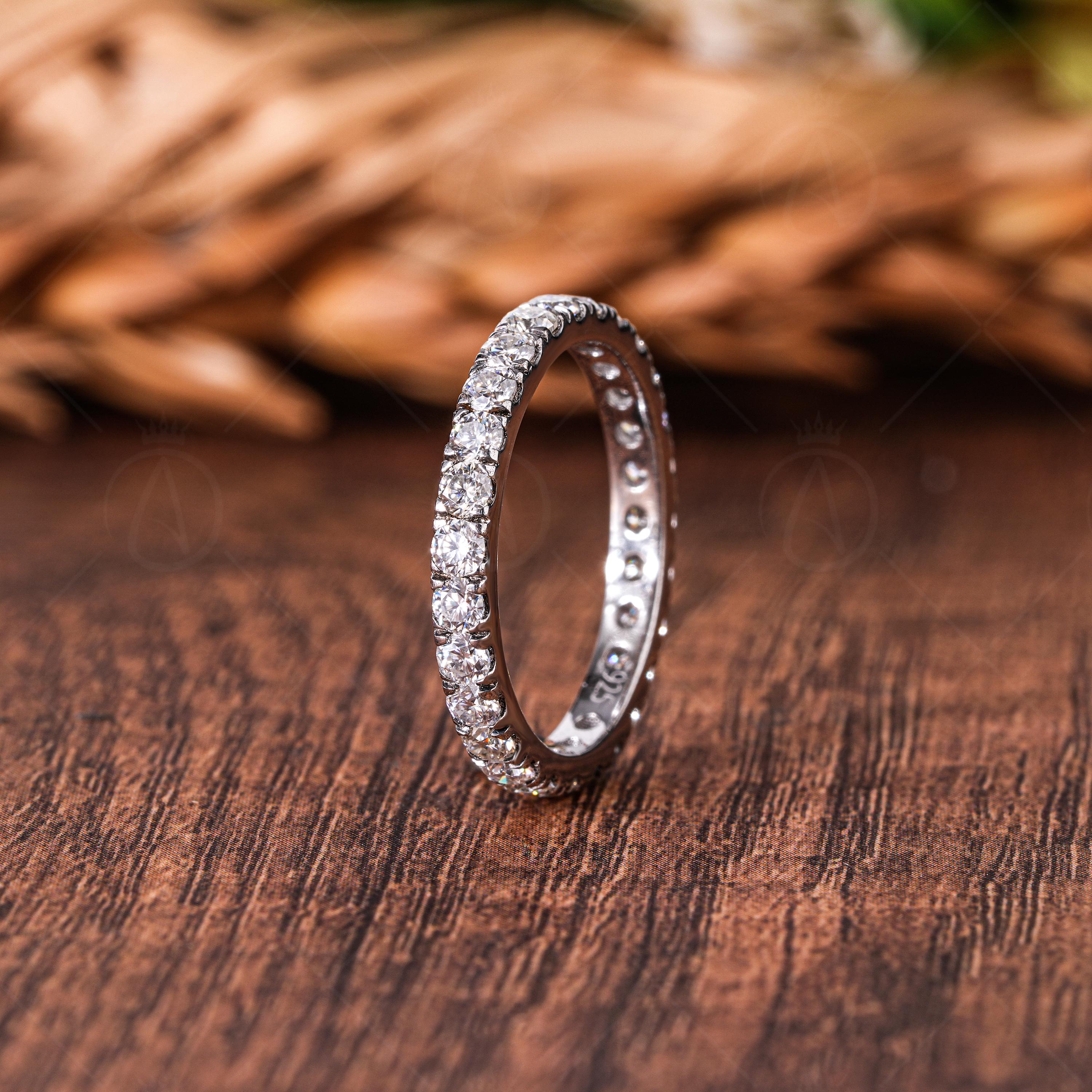 Micro Pave Lab Grown Diamond Eternity Band, 14k Gold Wedding Ring