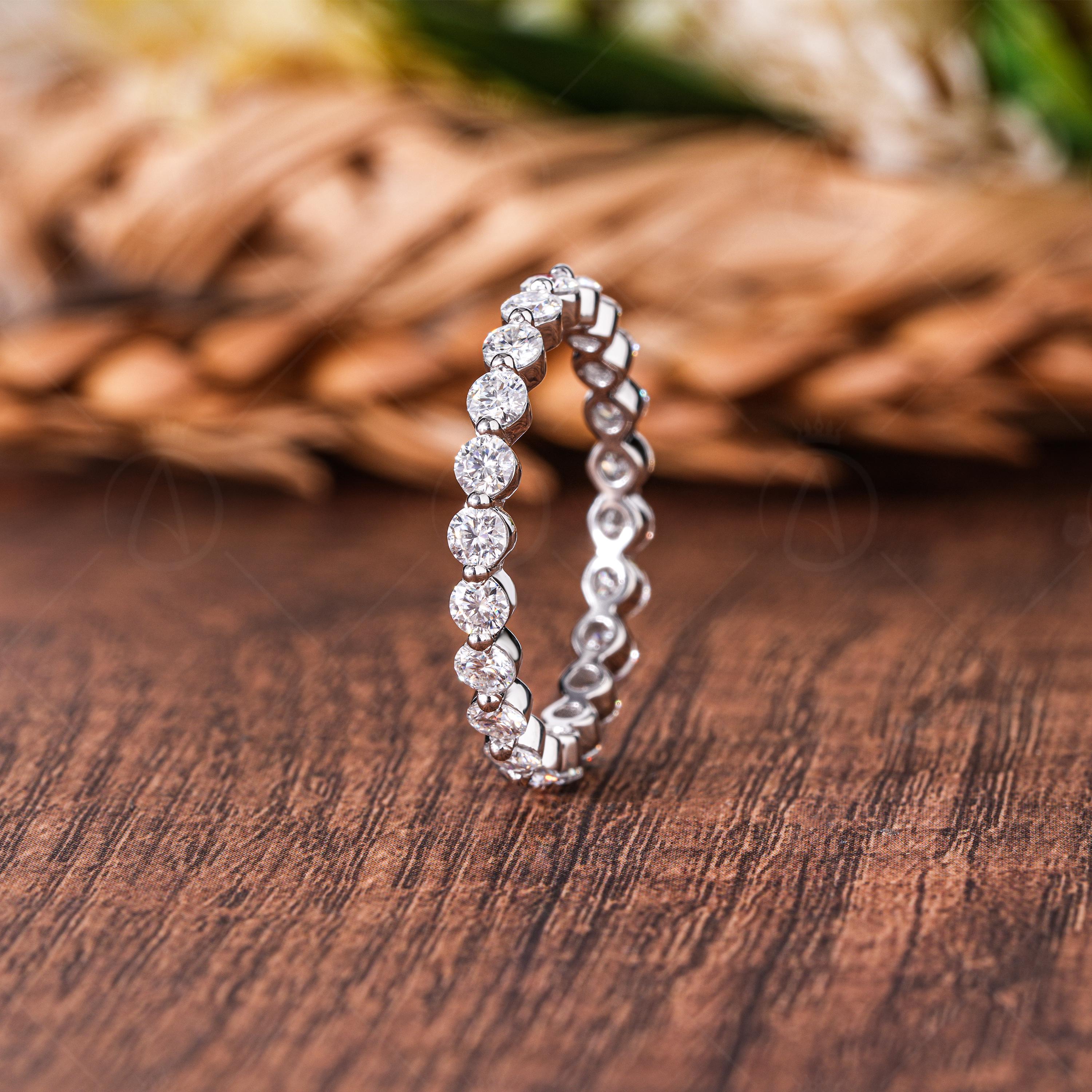 Lab Grown Diamond Wedding Band, 14k Gold Full Eternity Stackable Ring