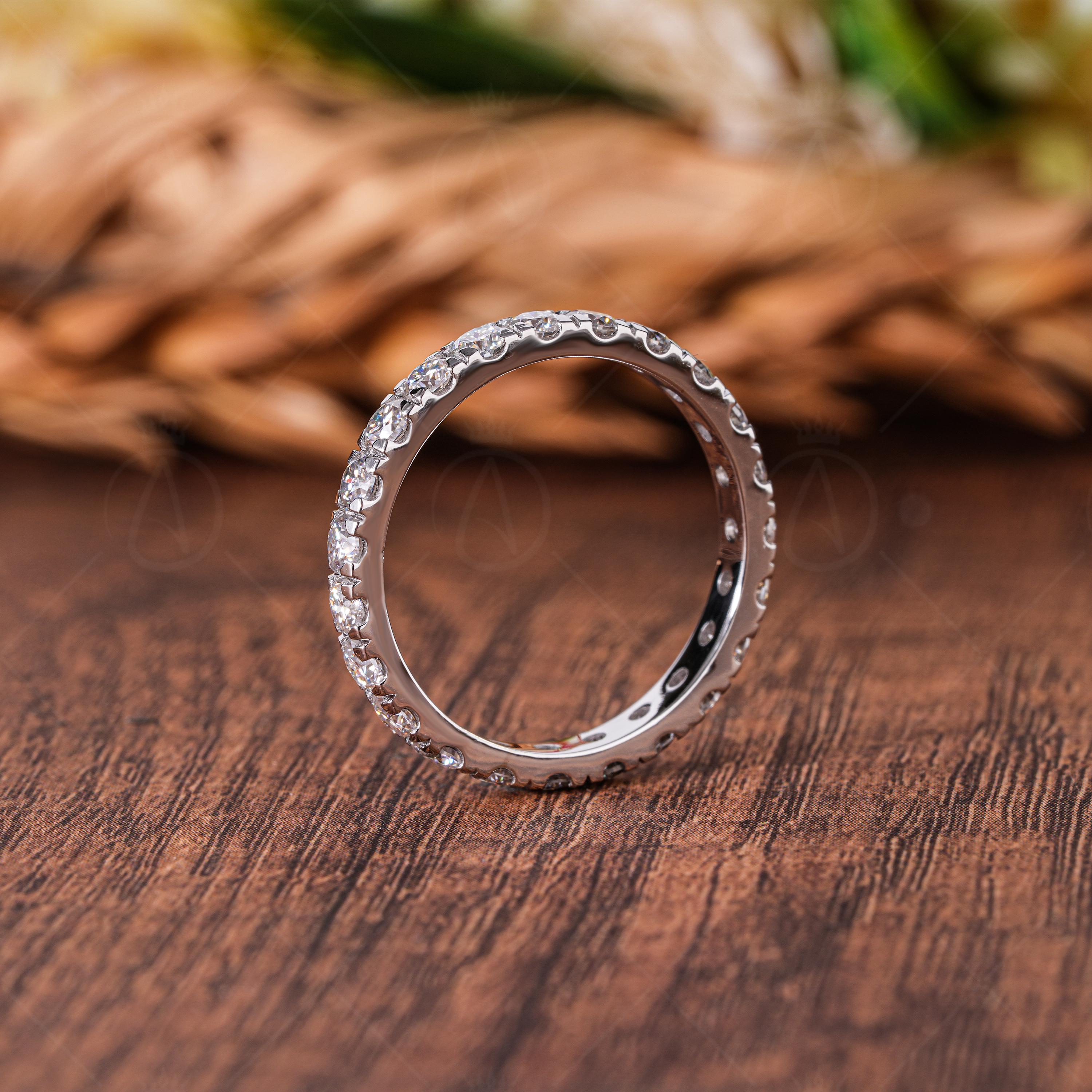 Lab Grown Diamond Eternity Band, Pave Set Round Cut Anniversary Ring