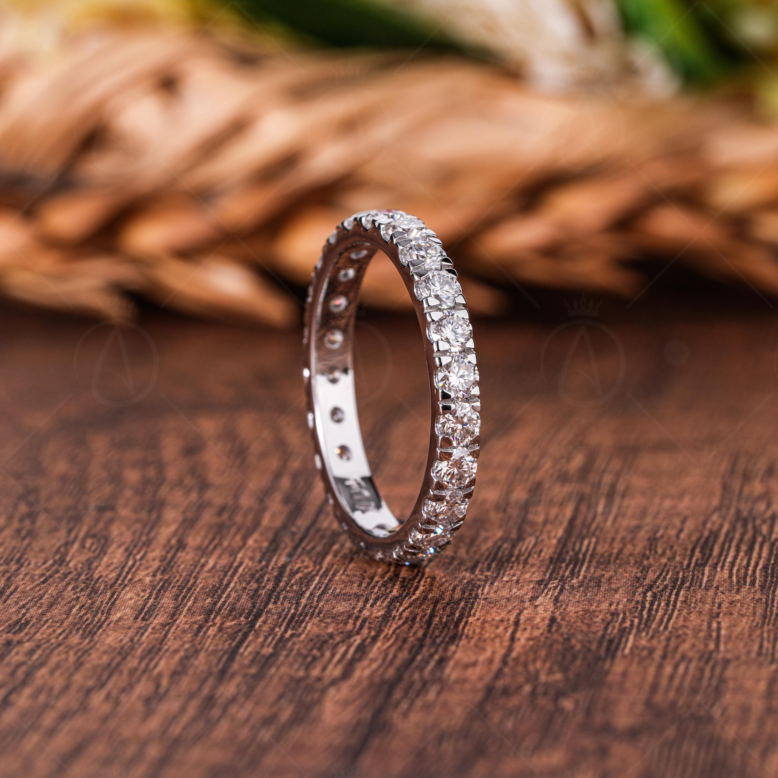 Lab Grown Diamond Eternity Band, Pave Set Round Cut Anniversary Ring