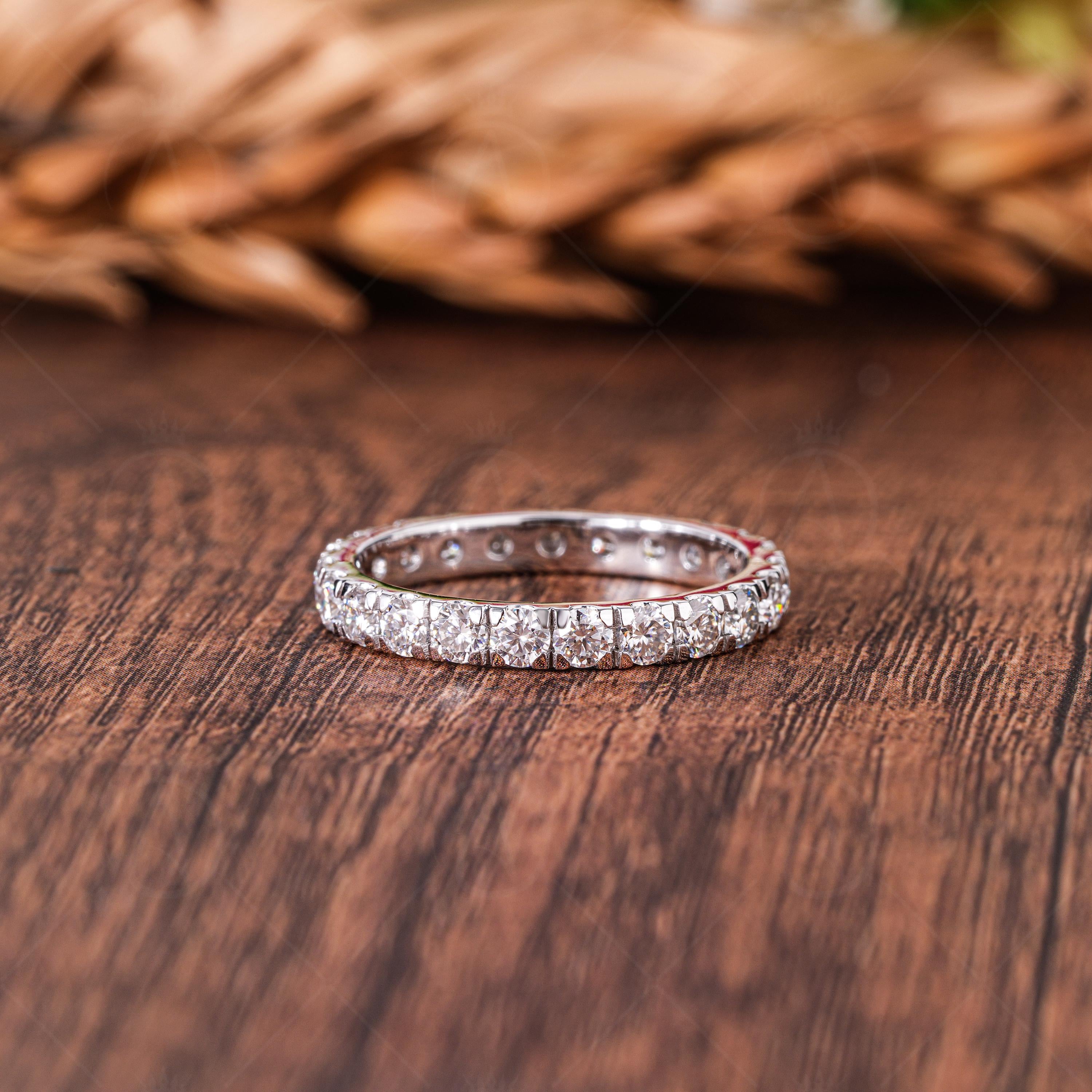 Lab Grown Diamond Eternity Band, Pave Set Round Cut Anniversary Ring