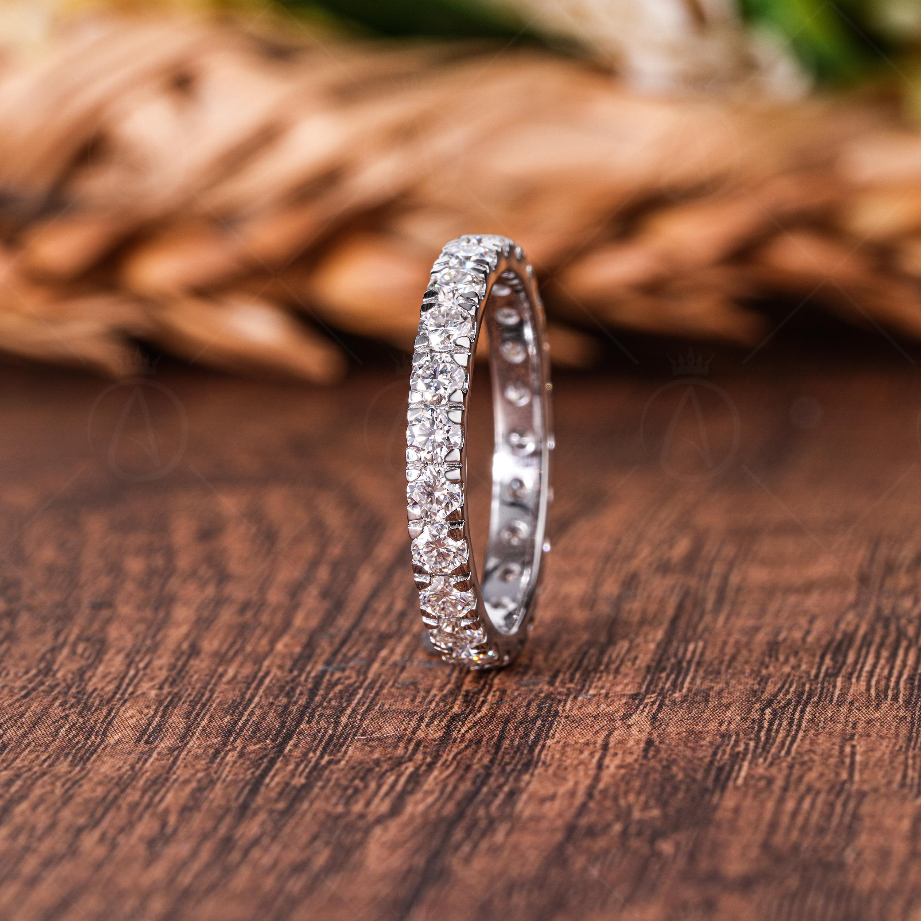 Lab Grown Diamond Eternity Band, Pave Set Round Cut Anniversary Ring