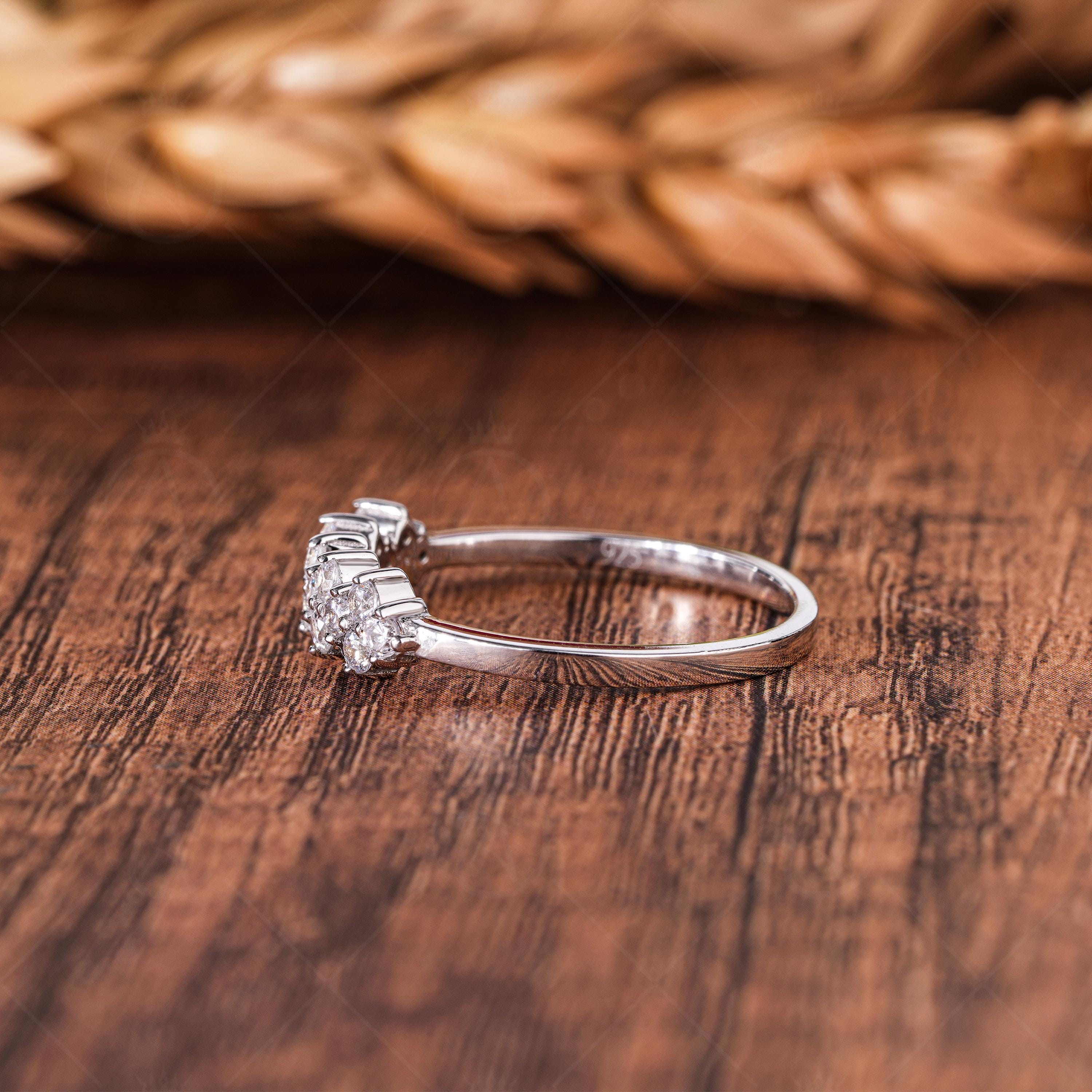 Cluster Lab Grown Diamond Wedding Band, Minimalist Stackable Ring