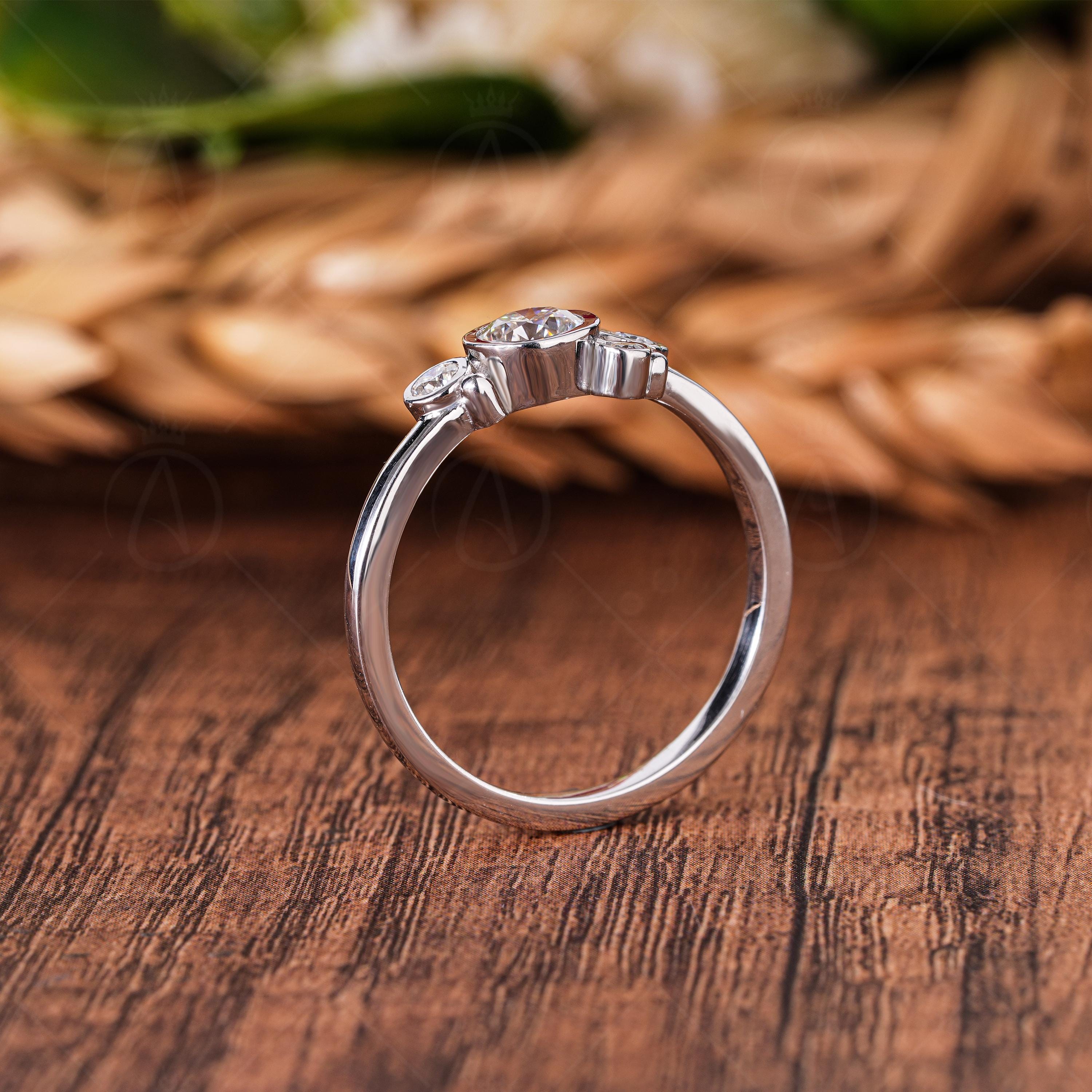 Bezel Set Lab Grown Diamond Ring, Bubble Cluster Design