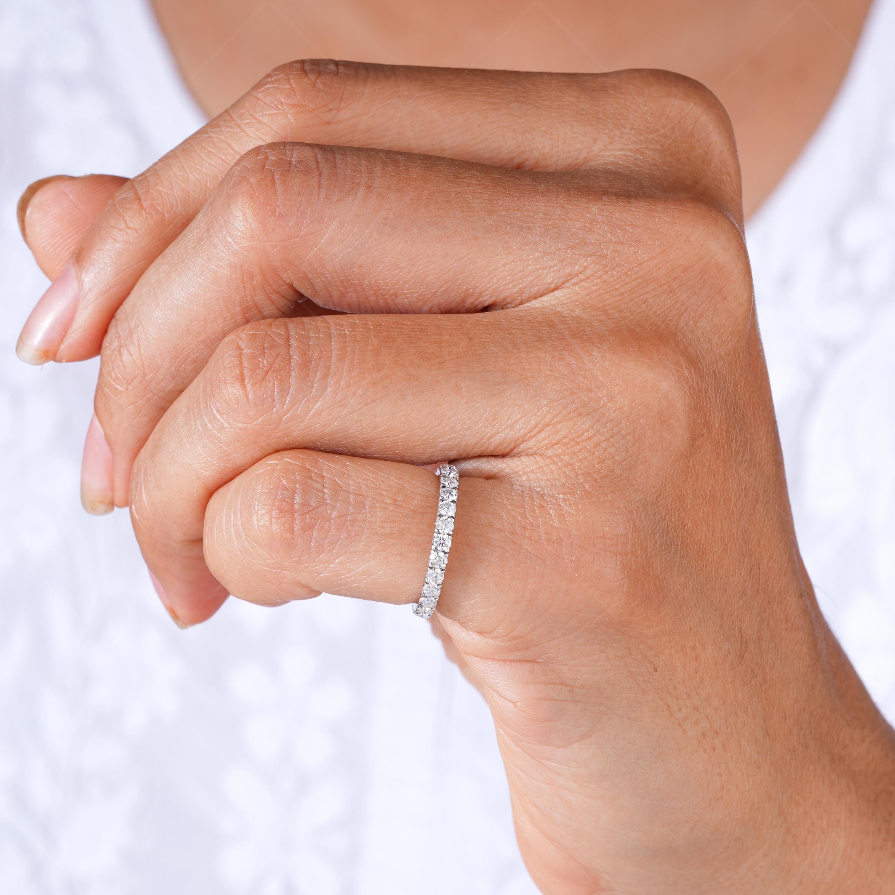 Micro Pave Lab Grown Diamond Eternity Band, 14k Gold Wedding Ring