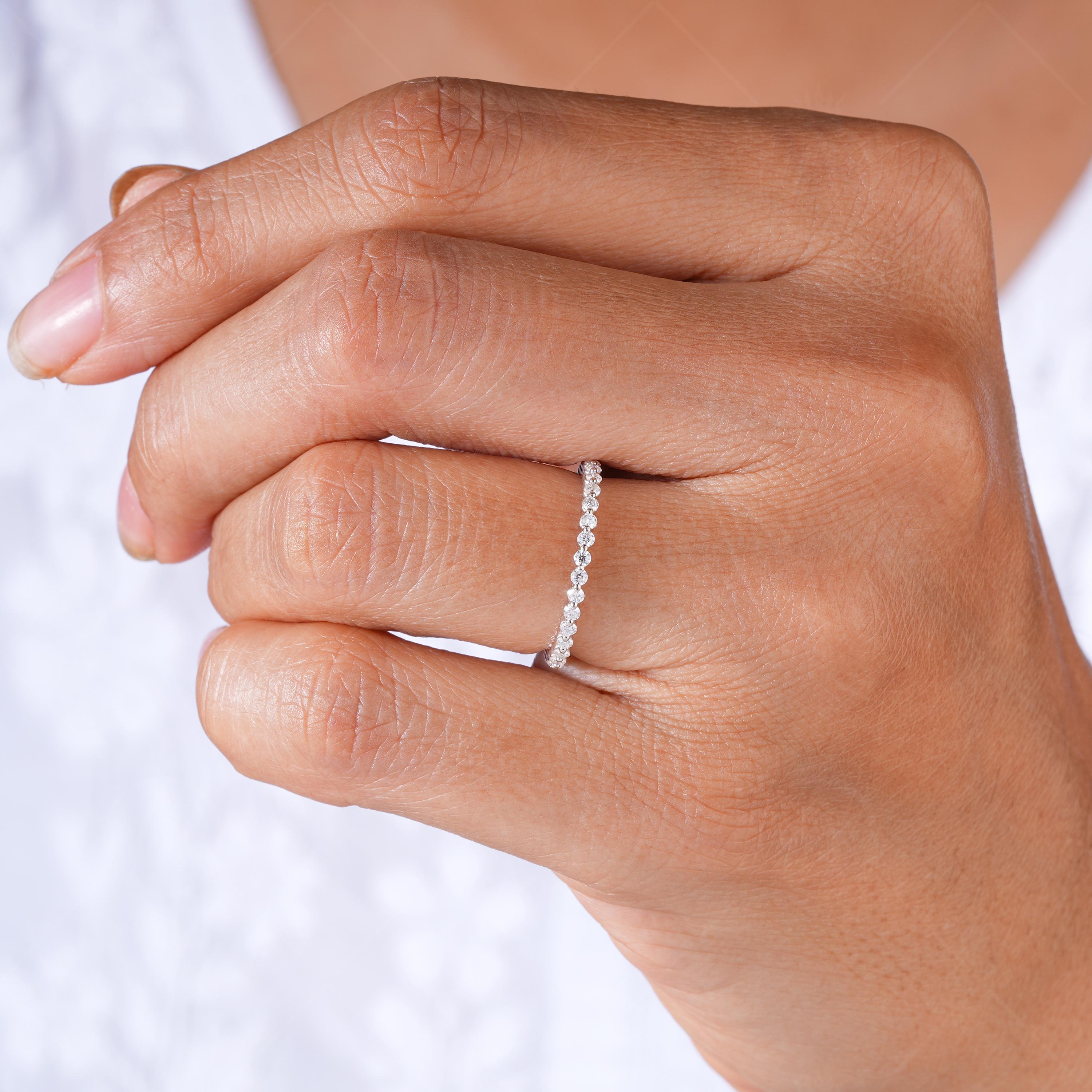 Lab Grown Diamond Eternity Band: 1.50mm Round Cut, 14K White Gold