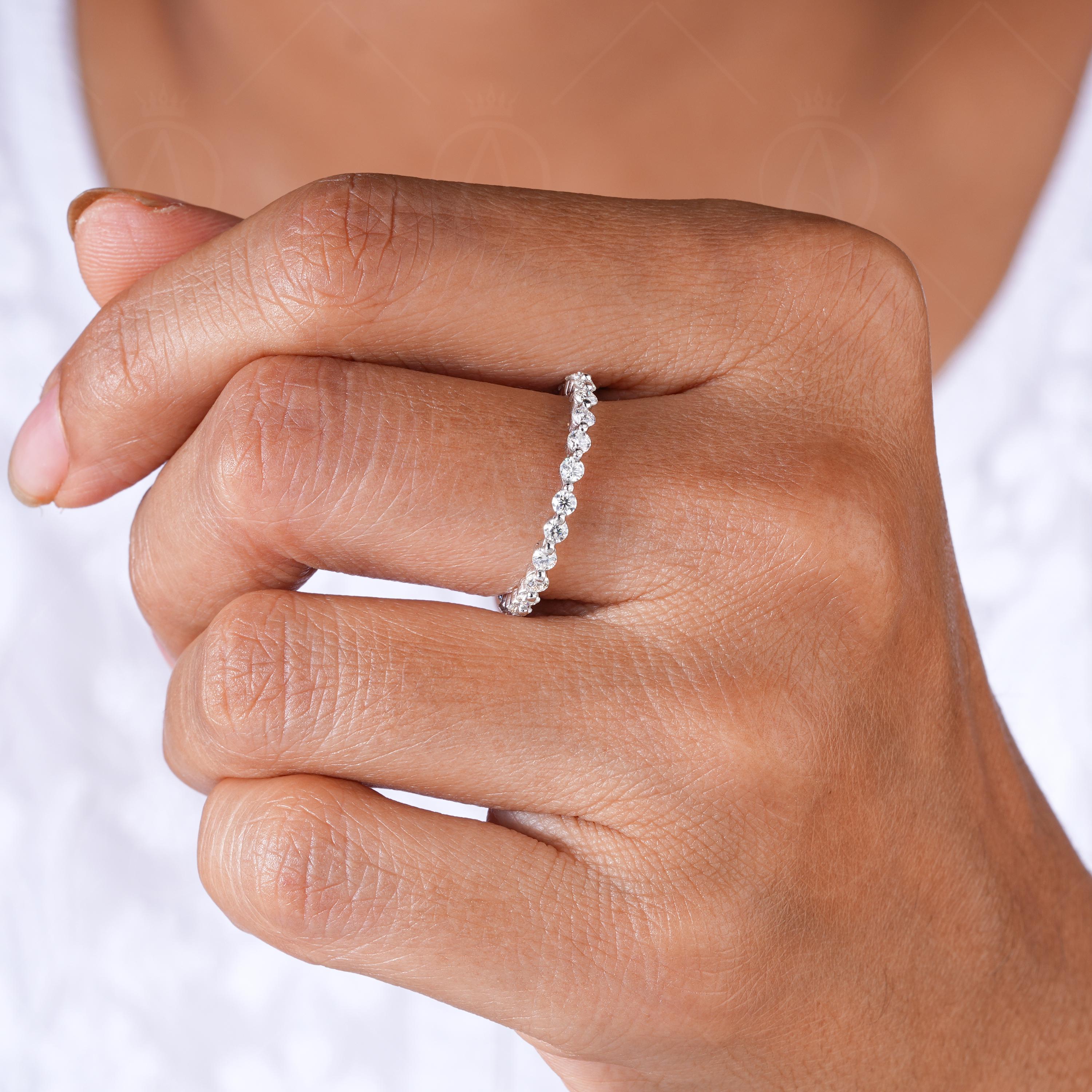 Lab Grown Diamond Eternity Band, 14K Gold Bubble Wedding Ring