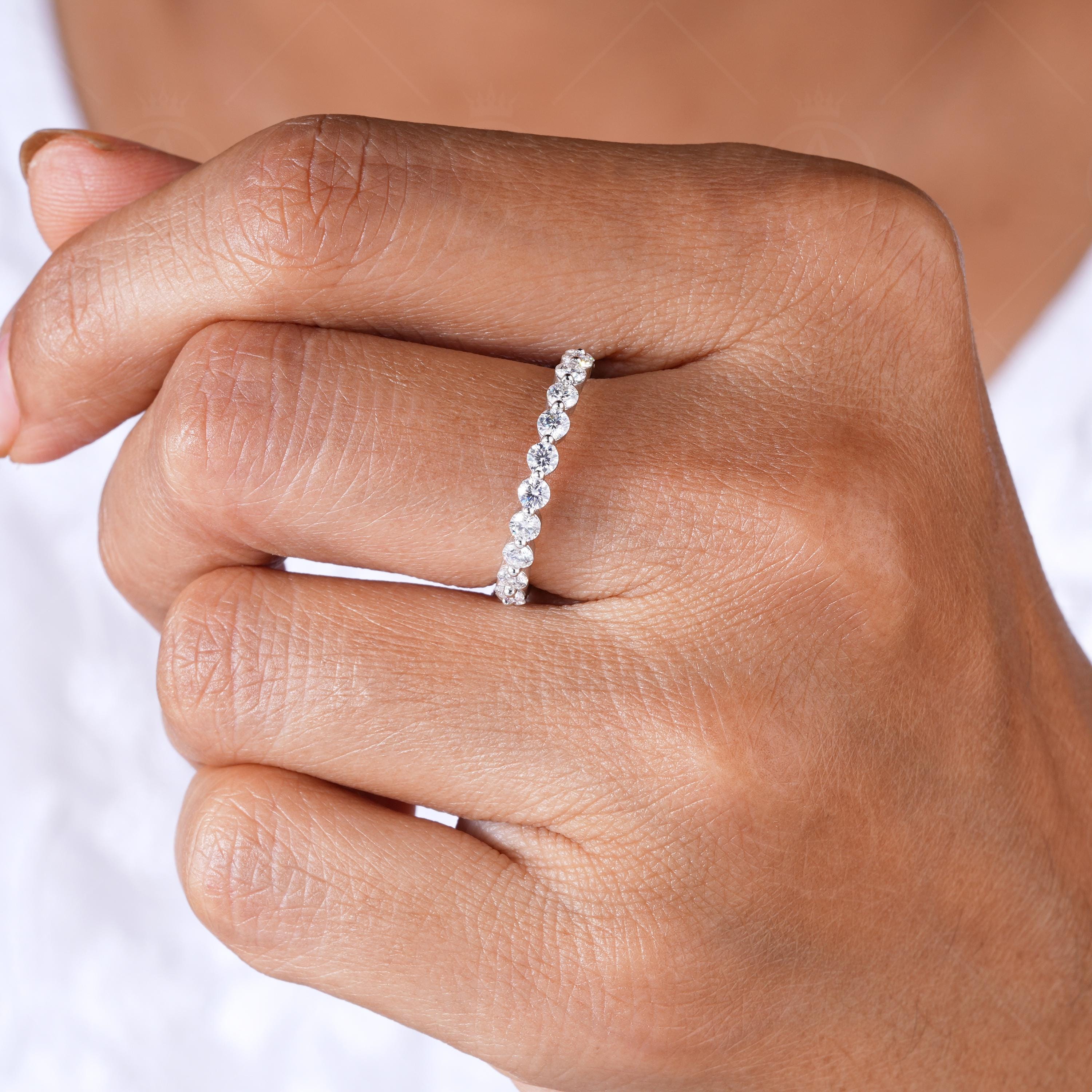 Lab Grown Diamond Wedding Band, 14k Gold Full Eternity Stackable Ring