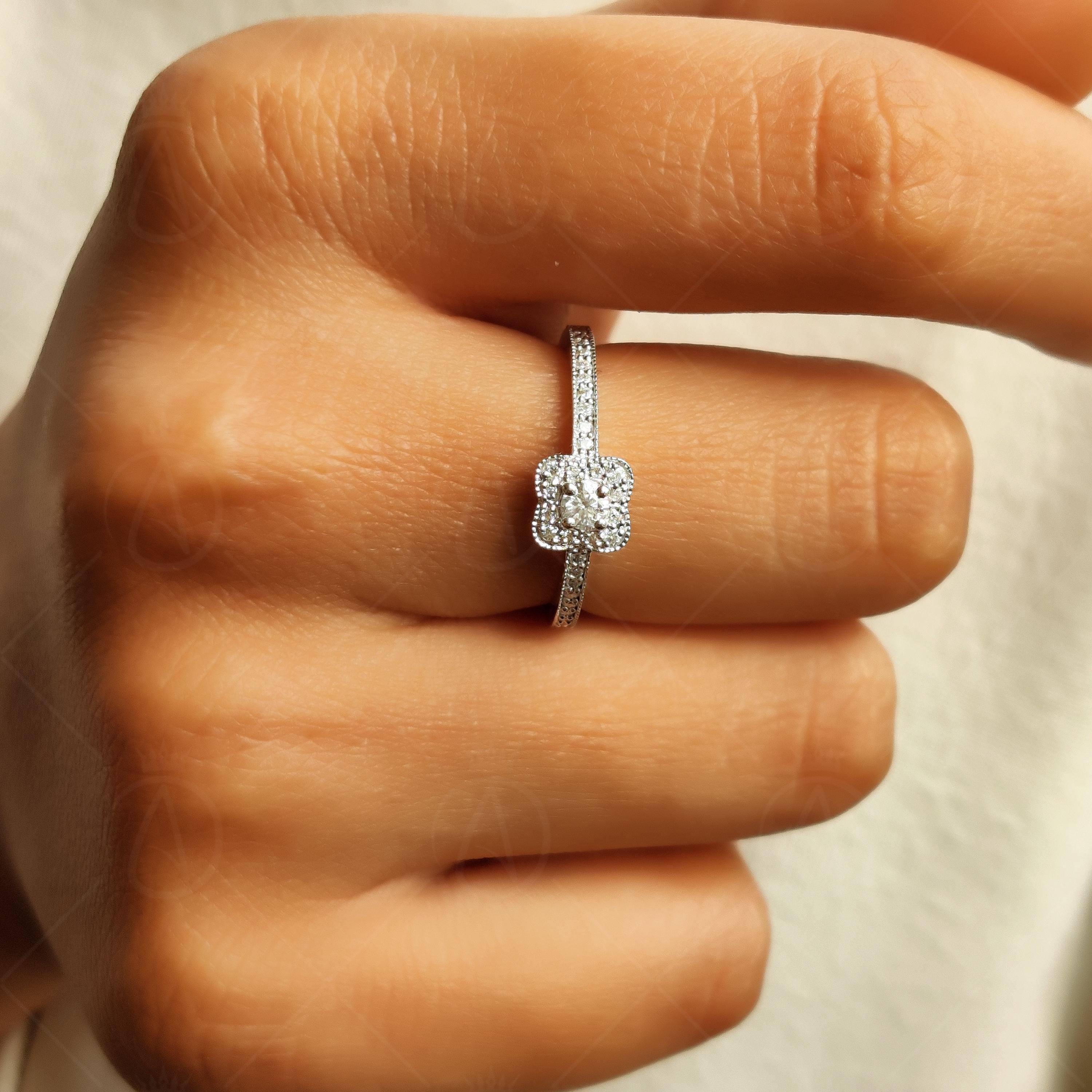 Vintage Inspired Moissanite Round Cut Halo Engagement Ring, Art Deco Heirloom Milgrain Promise Ring