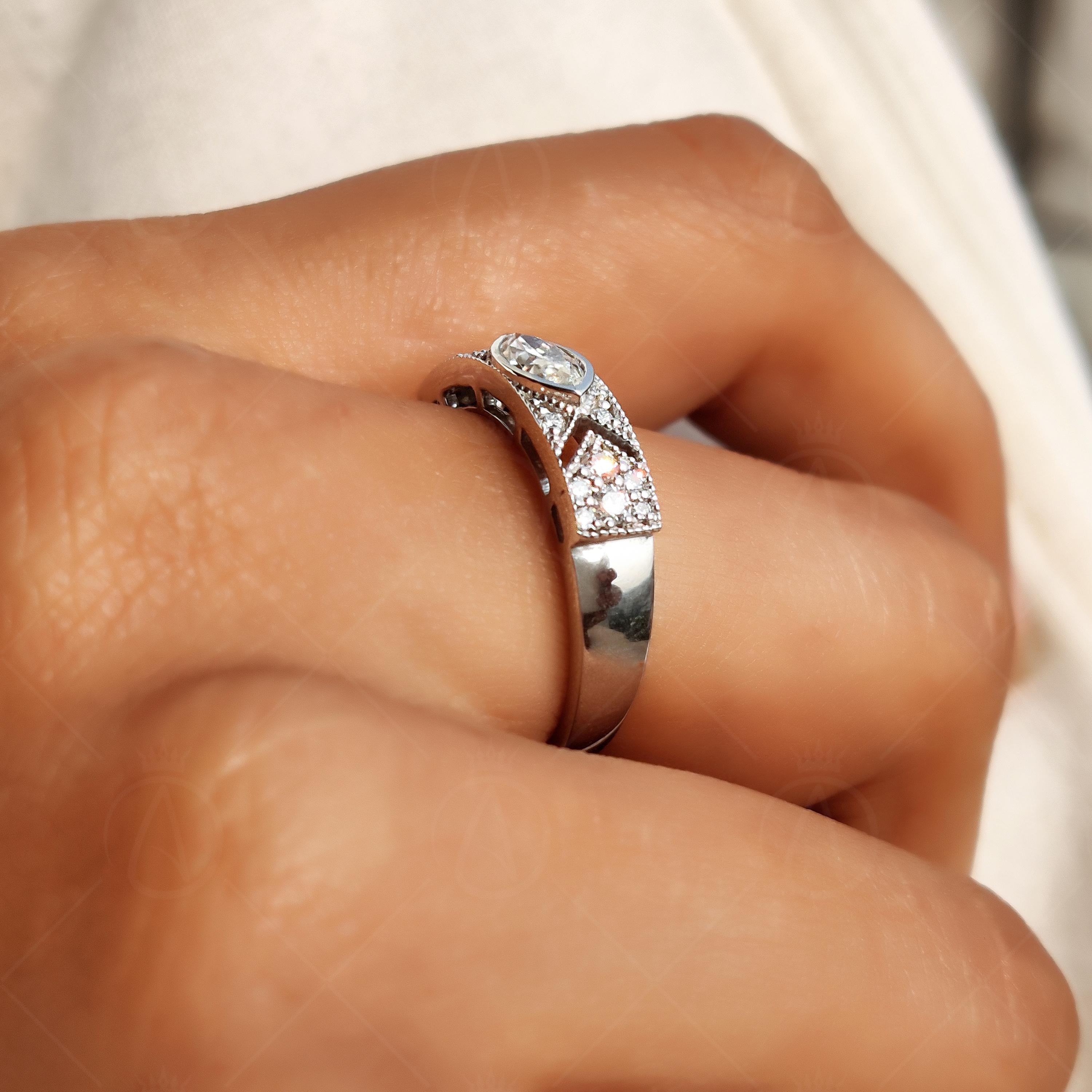 Vintage Style Marquise Moissanite Wedding Band, Milgrain Art Deco Anniversary Ring, Filigree Statement Band