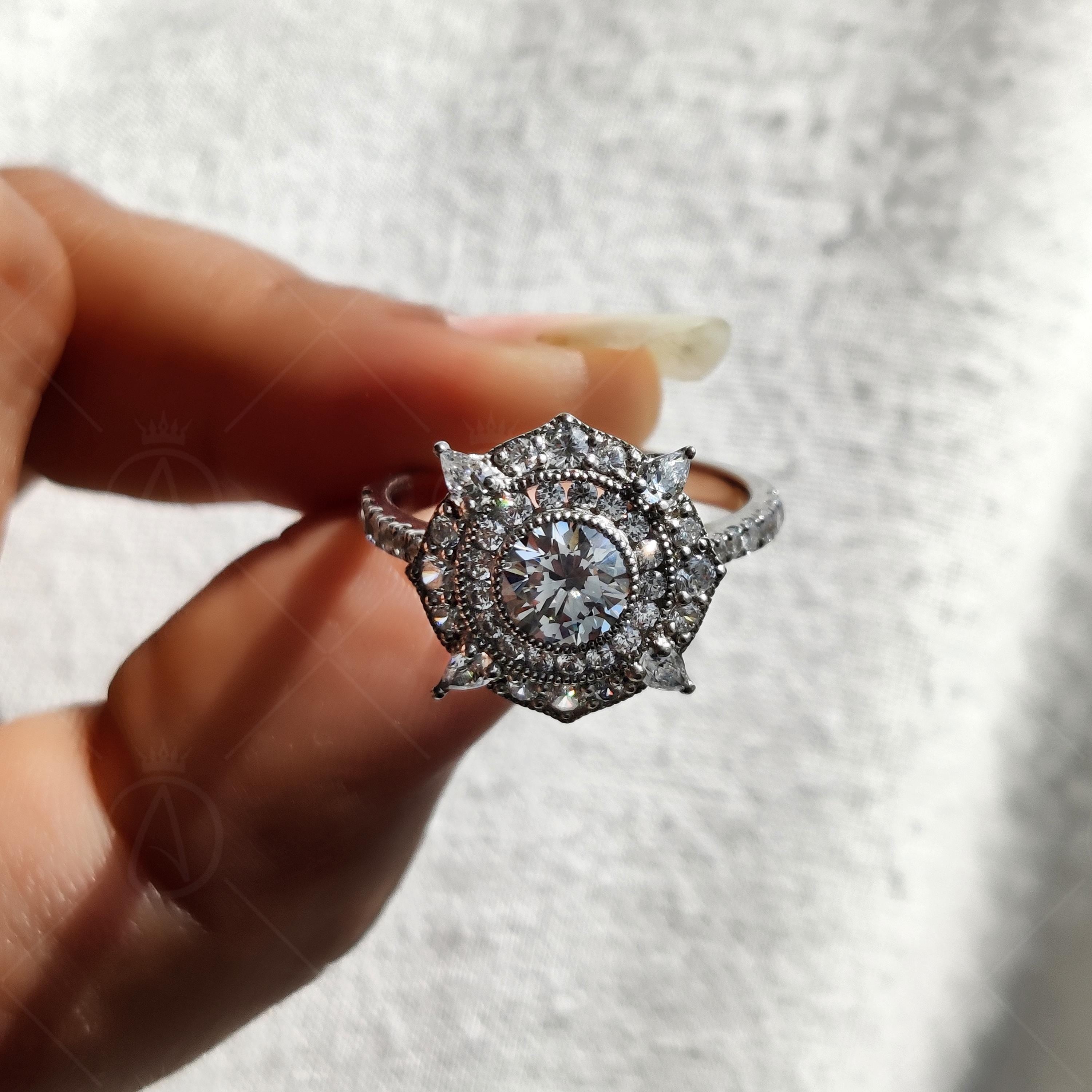 Antique Art Deco Double Halo Engagement Ring