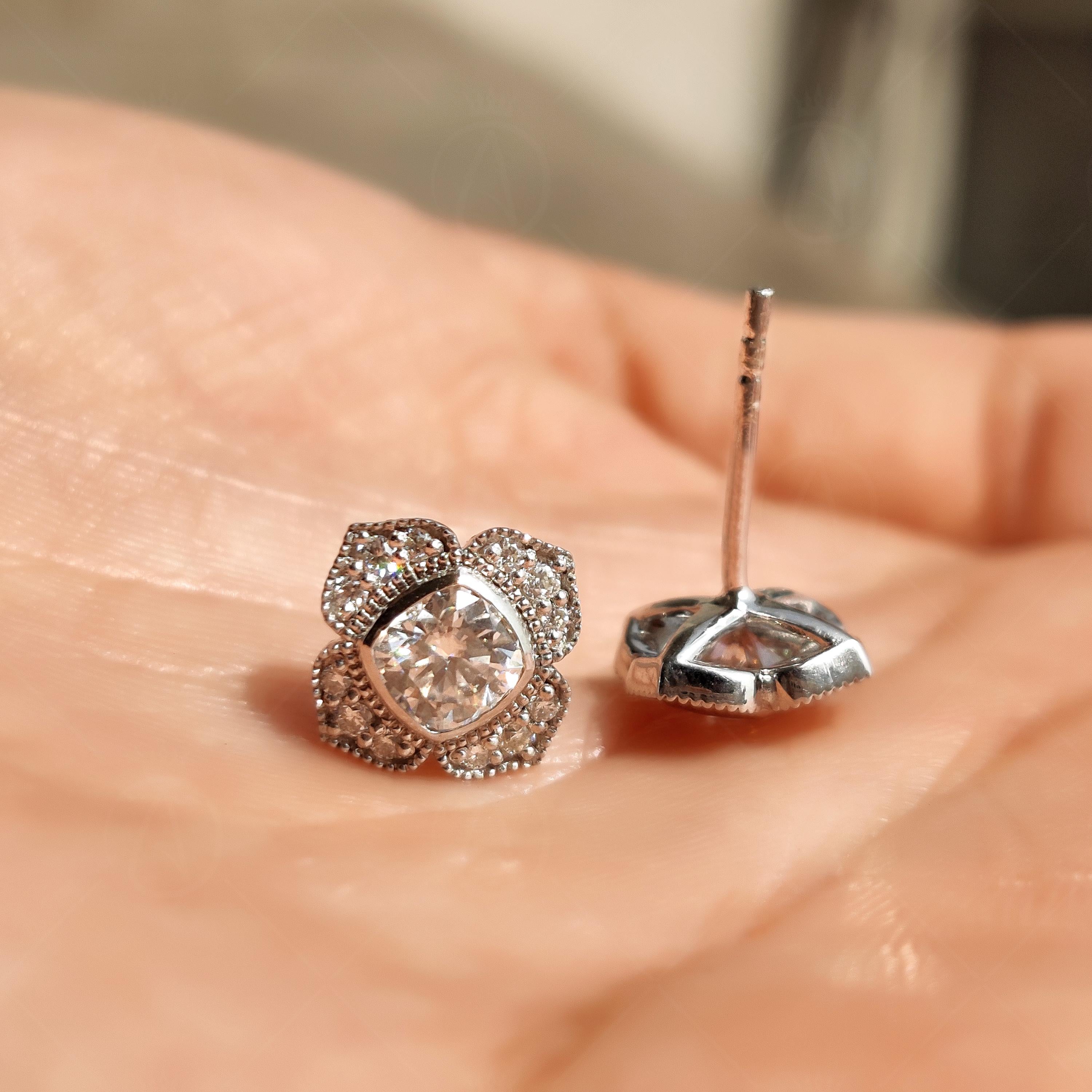 Nature Inspired Floral Moissanite Stud Earrings
