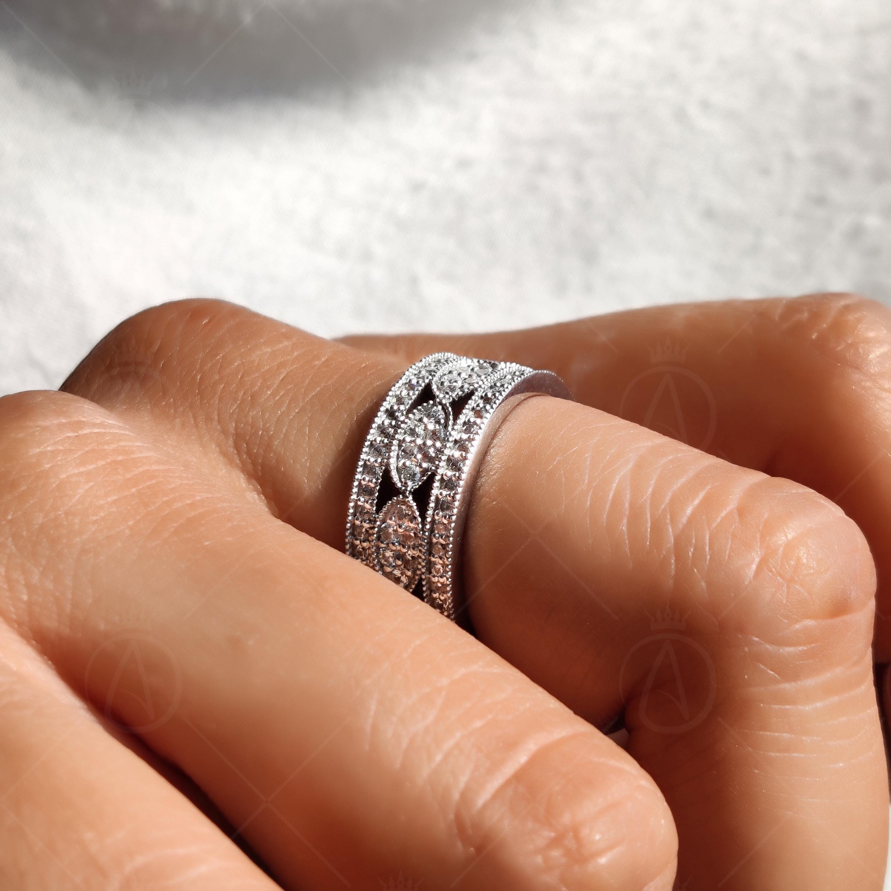 Vintage Filigree Wide Full Eternity Wedding Band