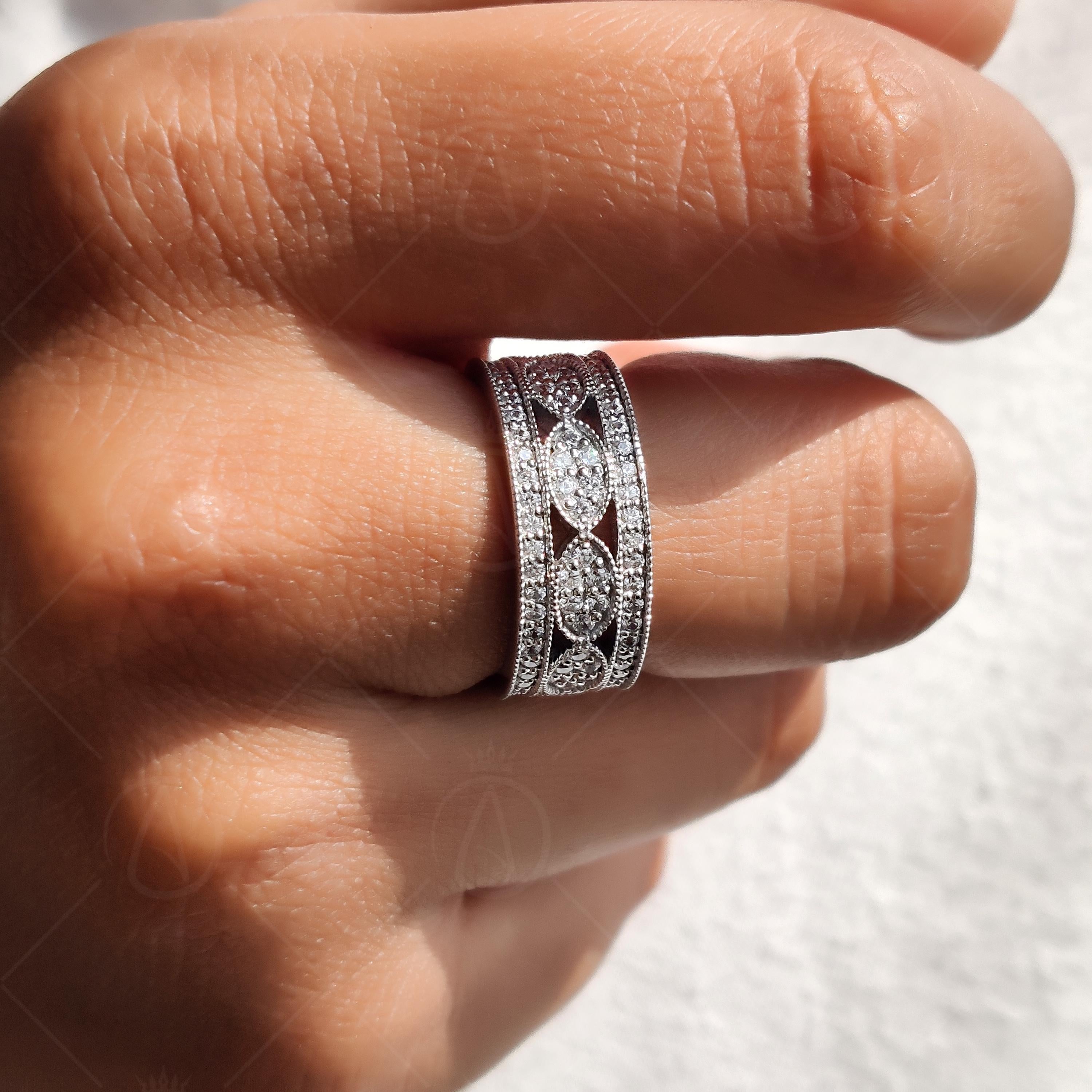 Vintage Filigree Wide Full Eternity Wedding Band