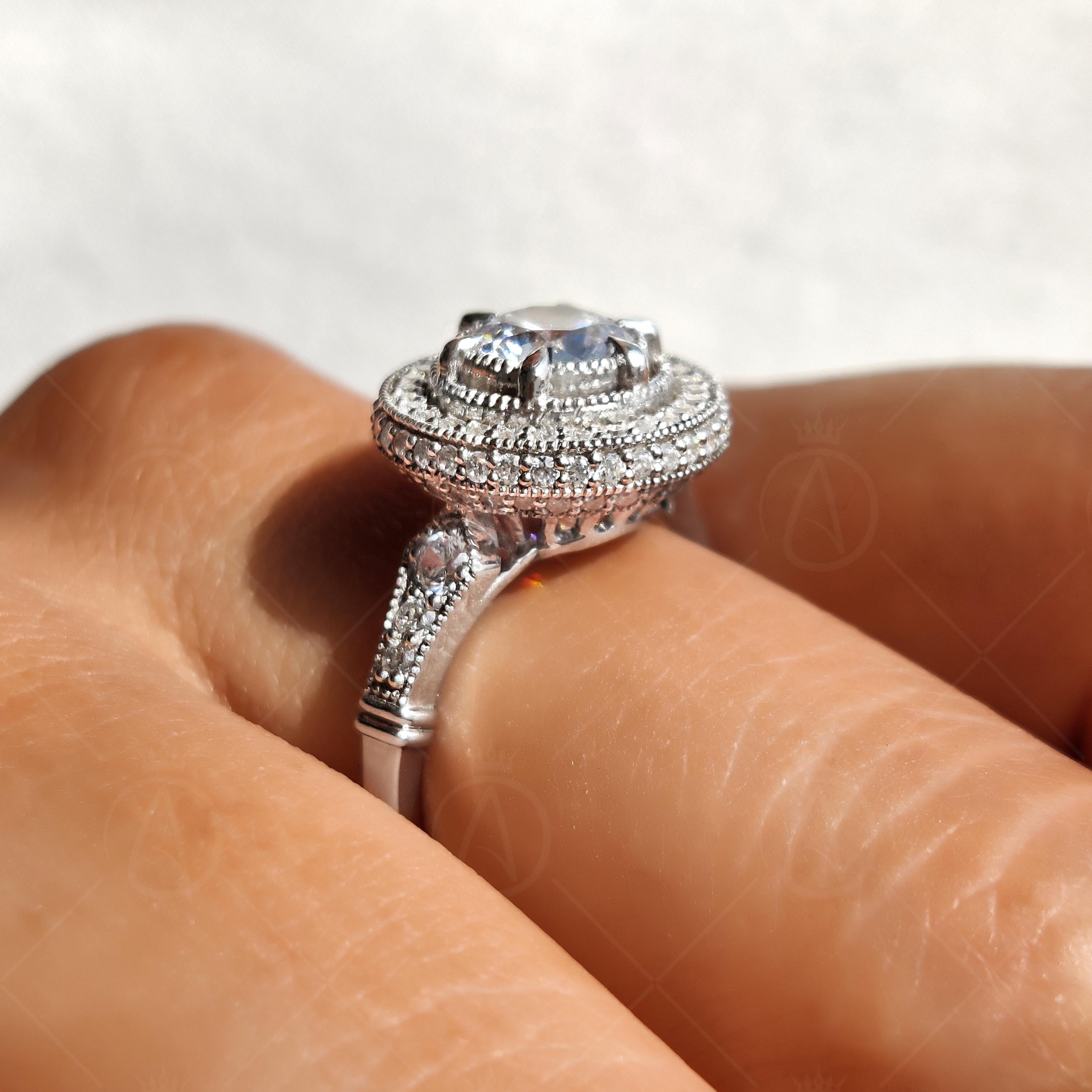 1930s Vintage Filigree Halo Engagement Ring