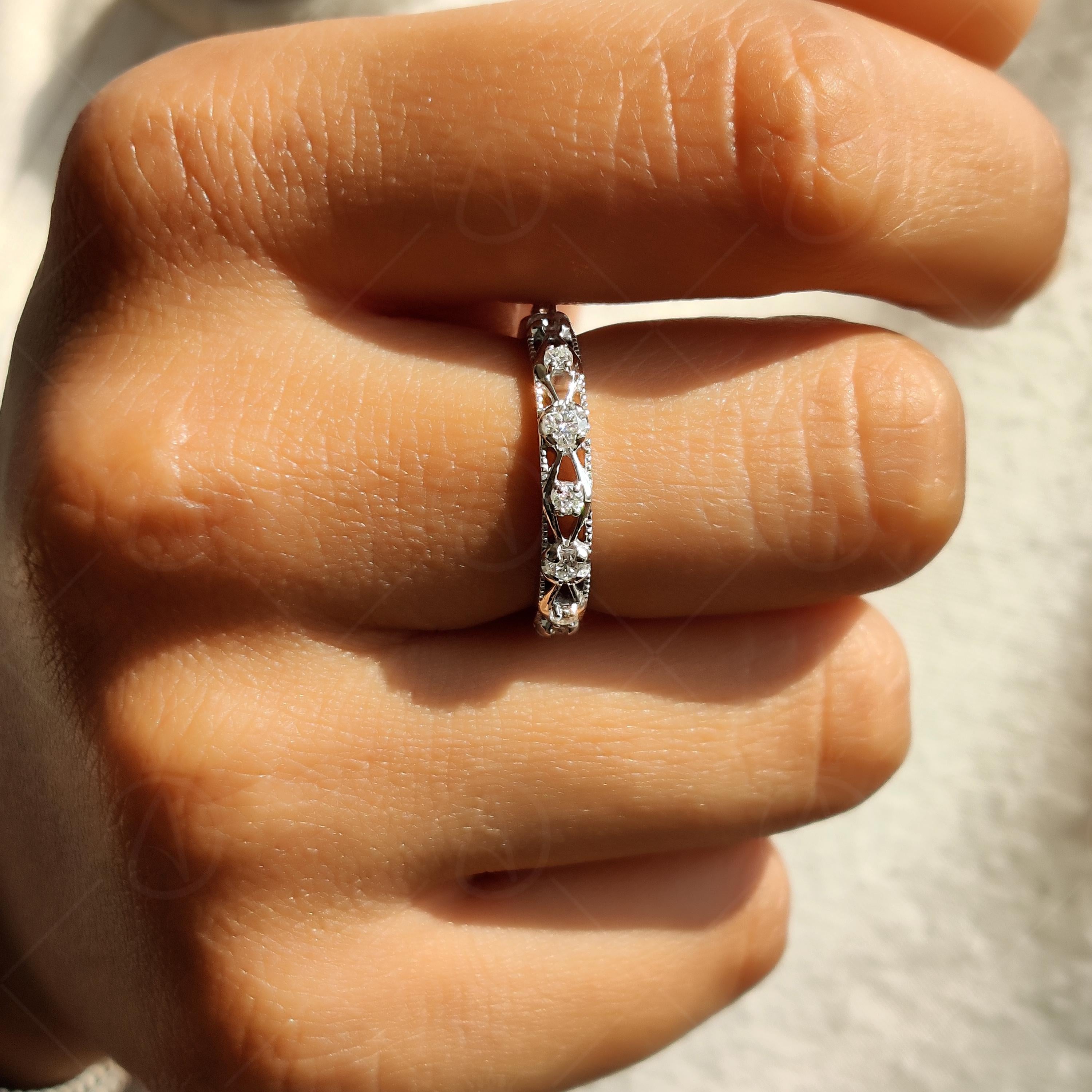 3.20mm Moissanite Full Eternity Wedding Band, Round Cut Bridal Matching Anniversary Band