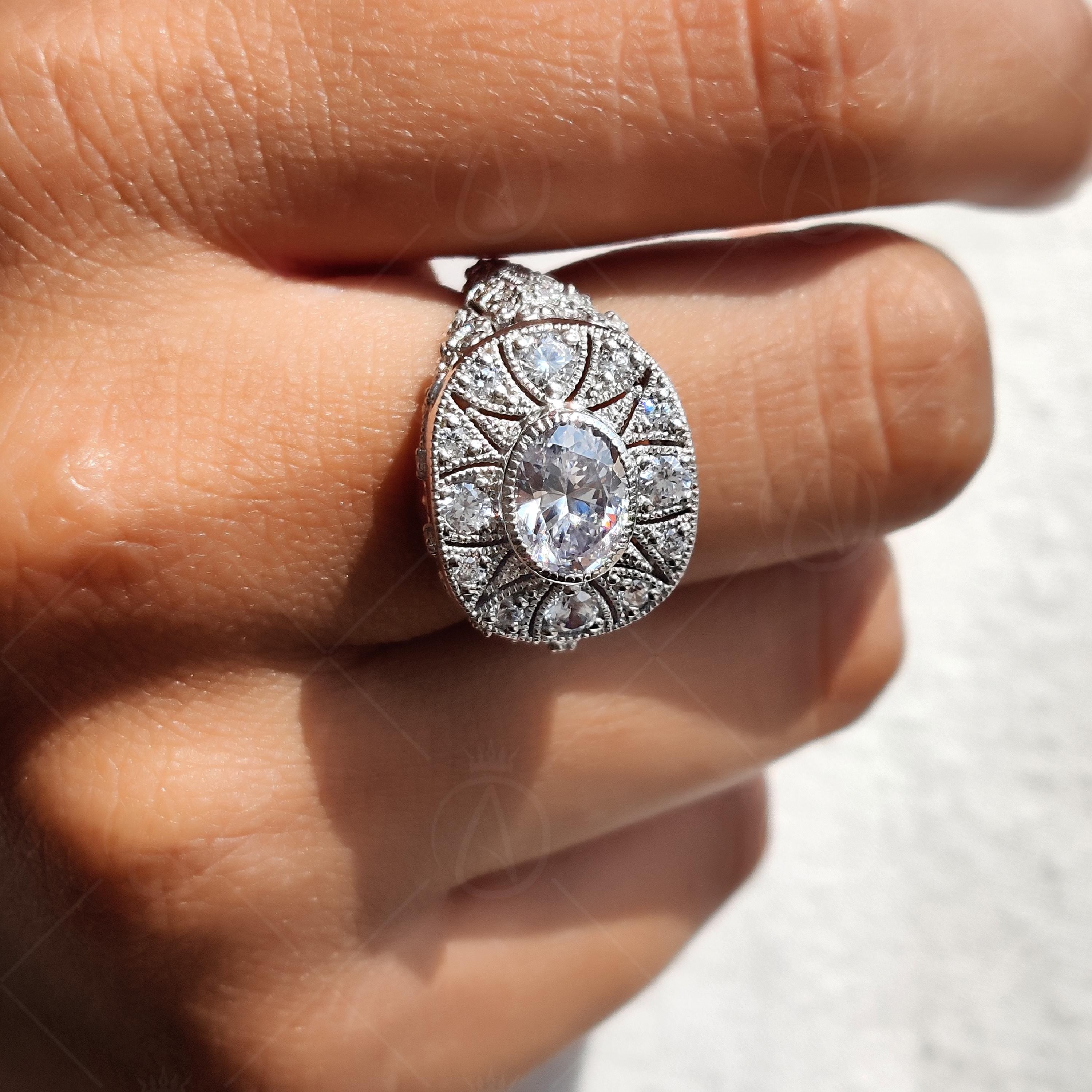 Oval Antique Edwardian Filigree Engagement Ring