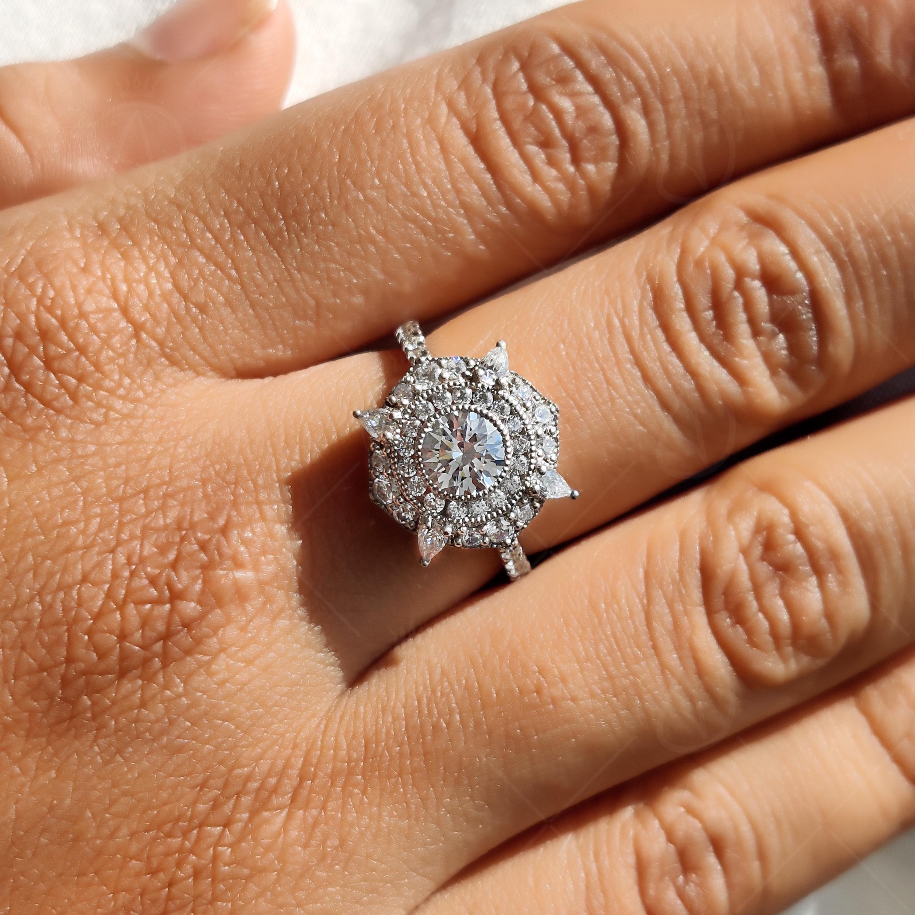 Antique Art Deco Double Halo Engagement Ring