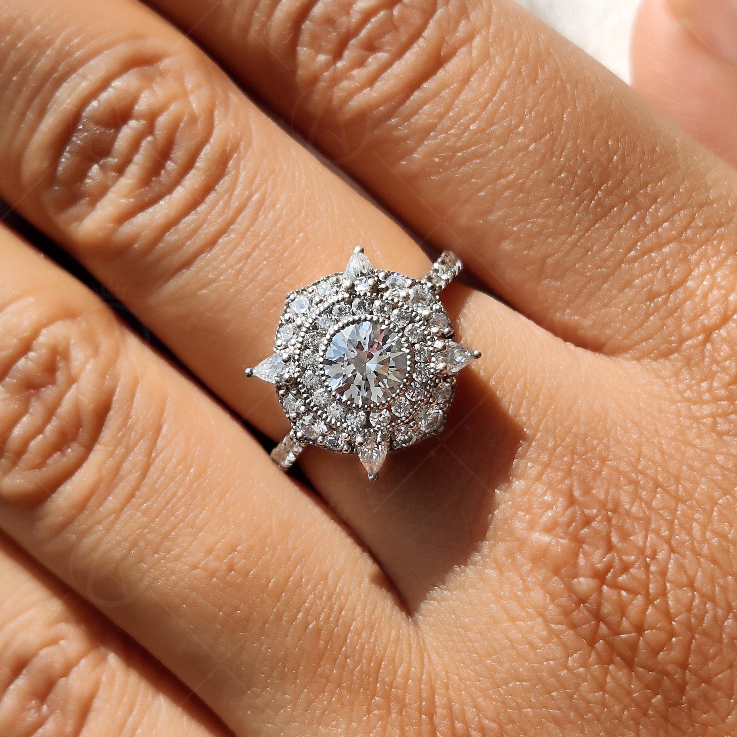 Antique Art Deco Double Halo Engagement Ring