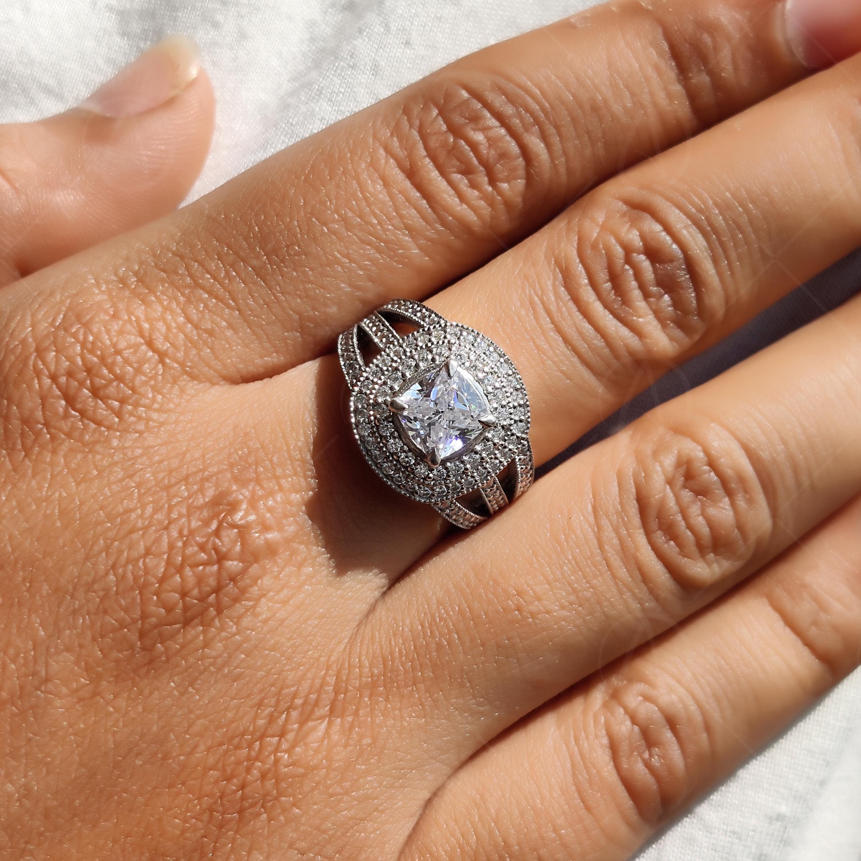 Cushion Double Halo Cushion Cut Vintage Engagement Ring