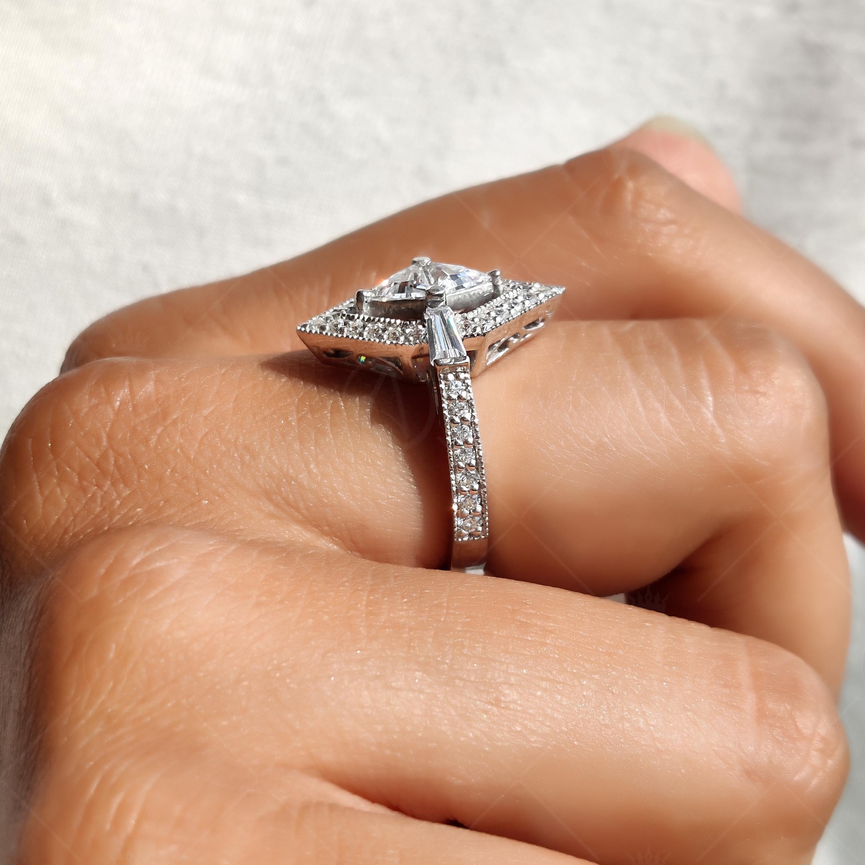 Unique Hexagon Shape Geometric Engagement Ring