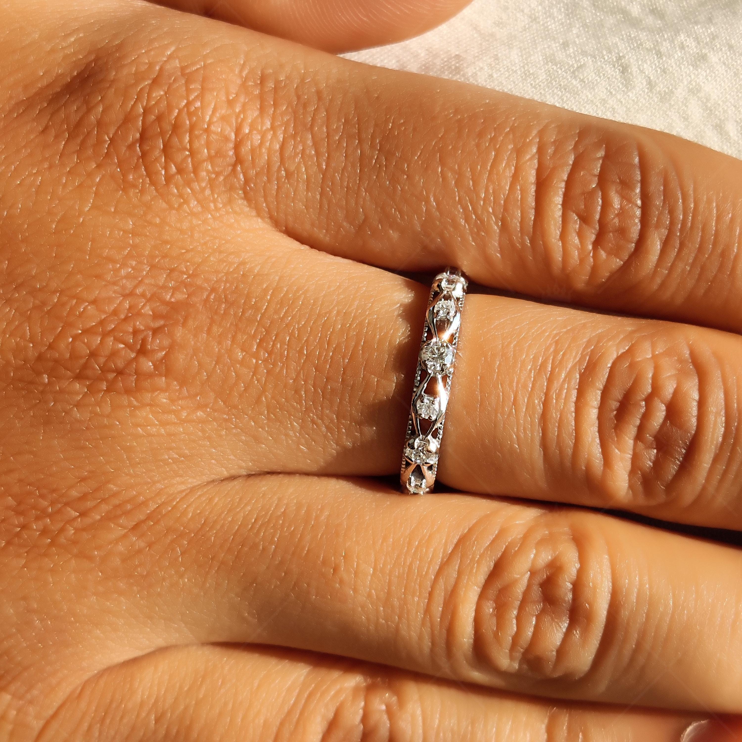 3.20mm Moissanite Full Eternity Wedding Band, Round Cut Bridal Matching Anniversary Band