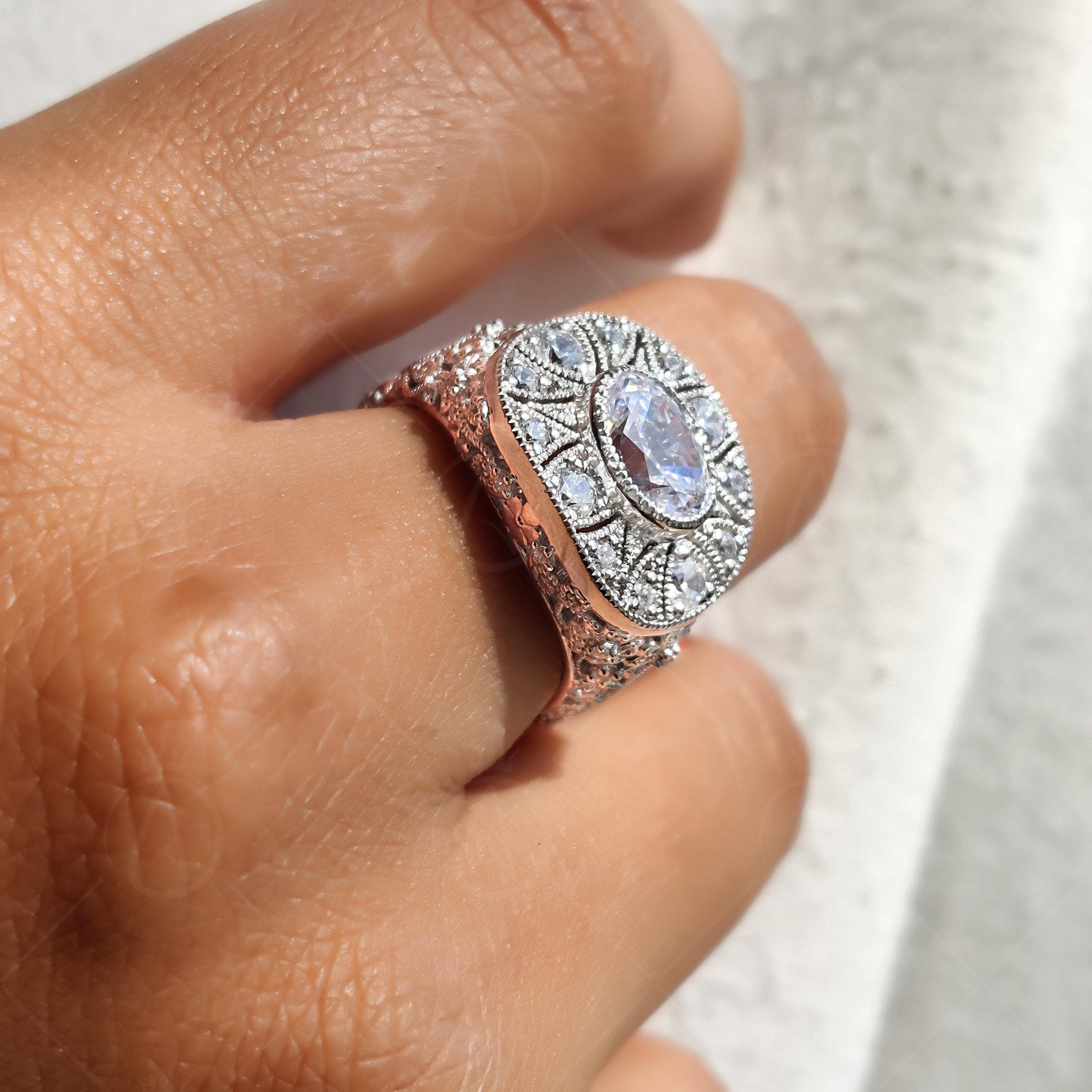 Oval Antique Edwardian Filigree Engagement Ring