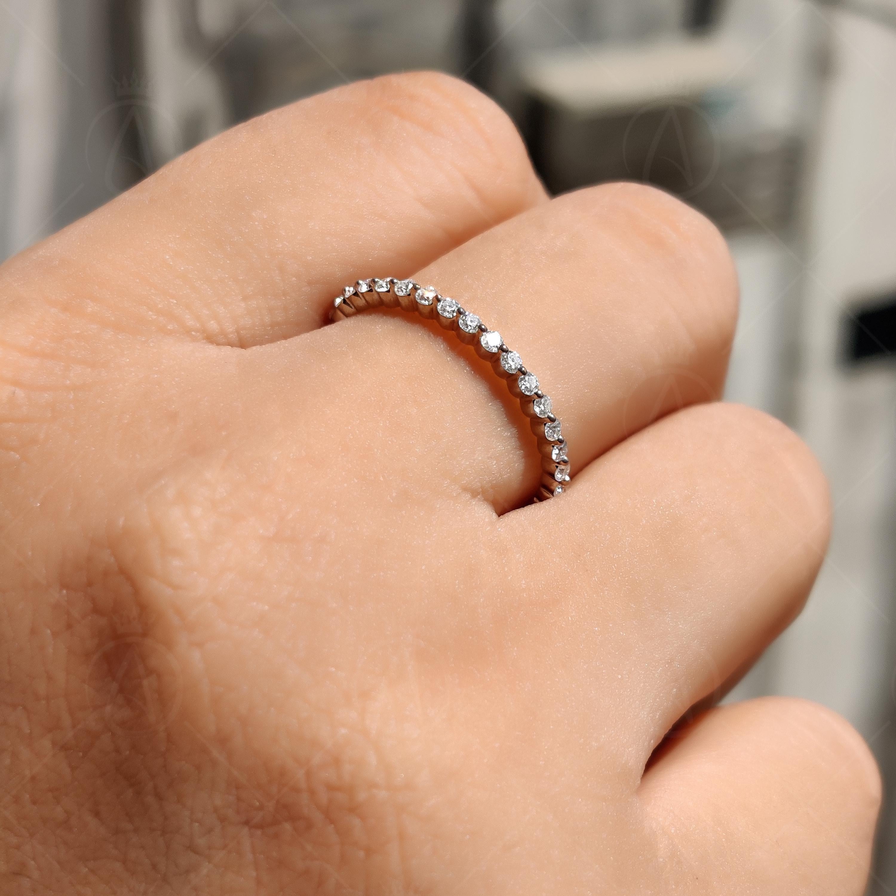 Lab Grown Diamond Eternity Band: 1.50mm Round Cut, 14K White Gold