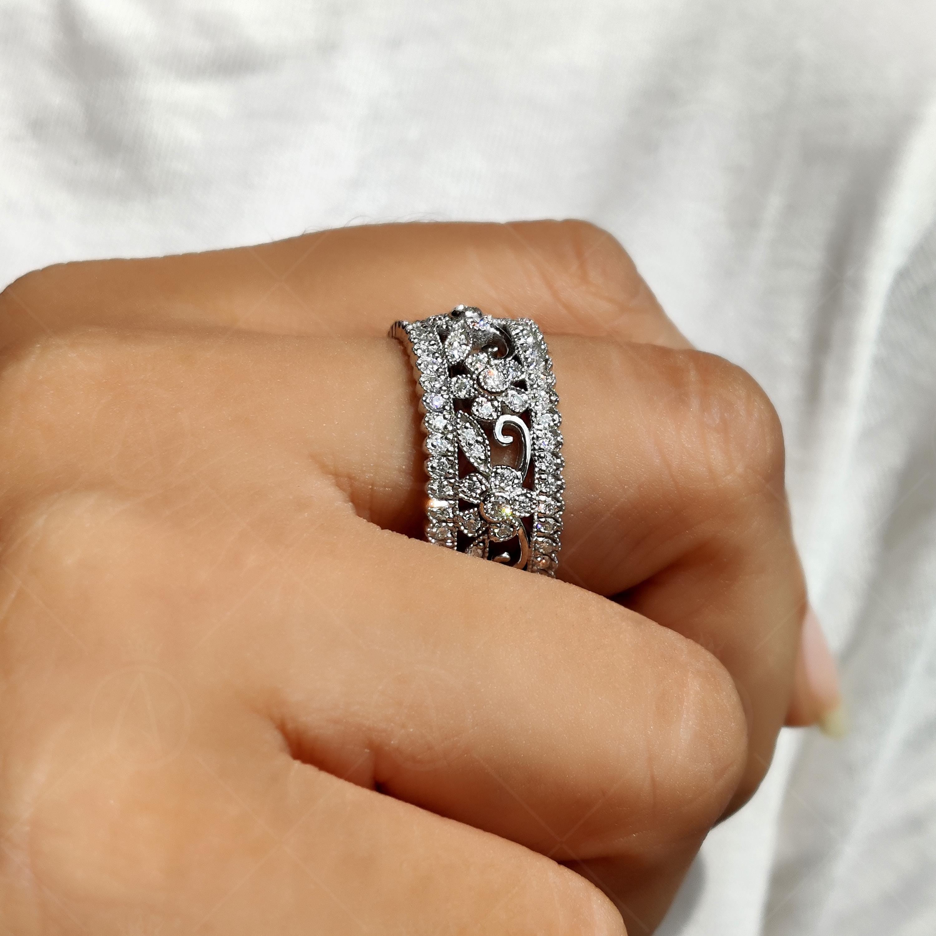 Flower Nature Inspired Full Eternity Anniversary Band