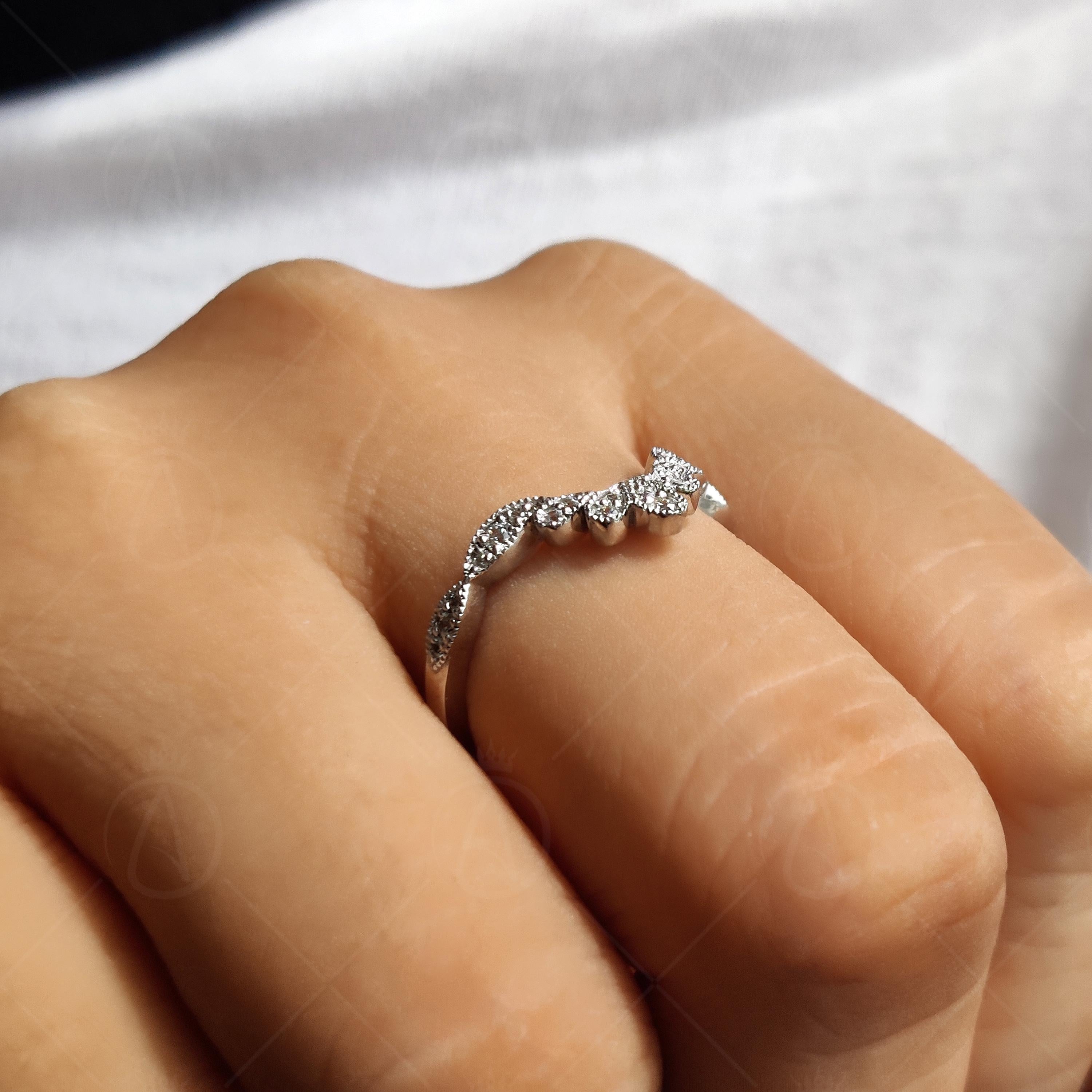 Wishbone Stackable Art Deco Wedding Bands